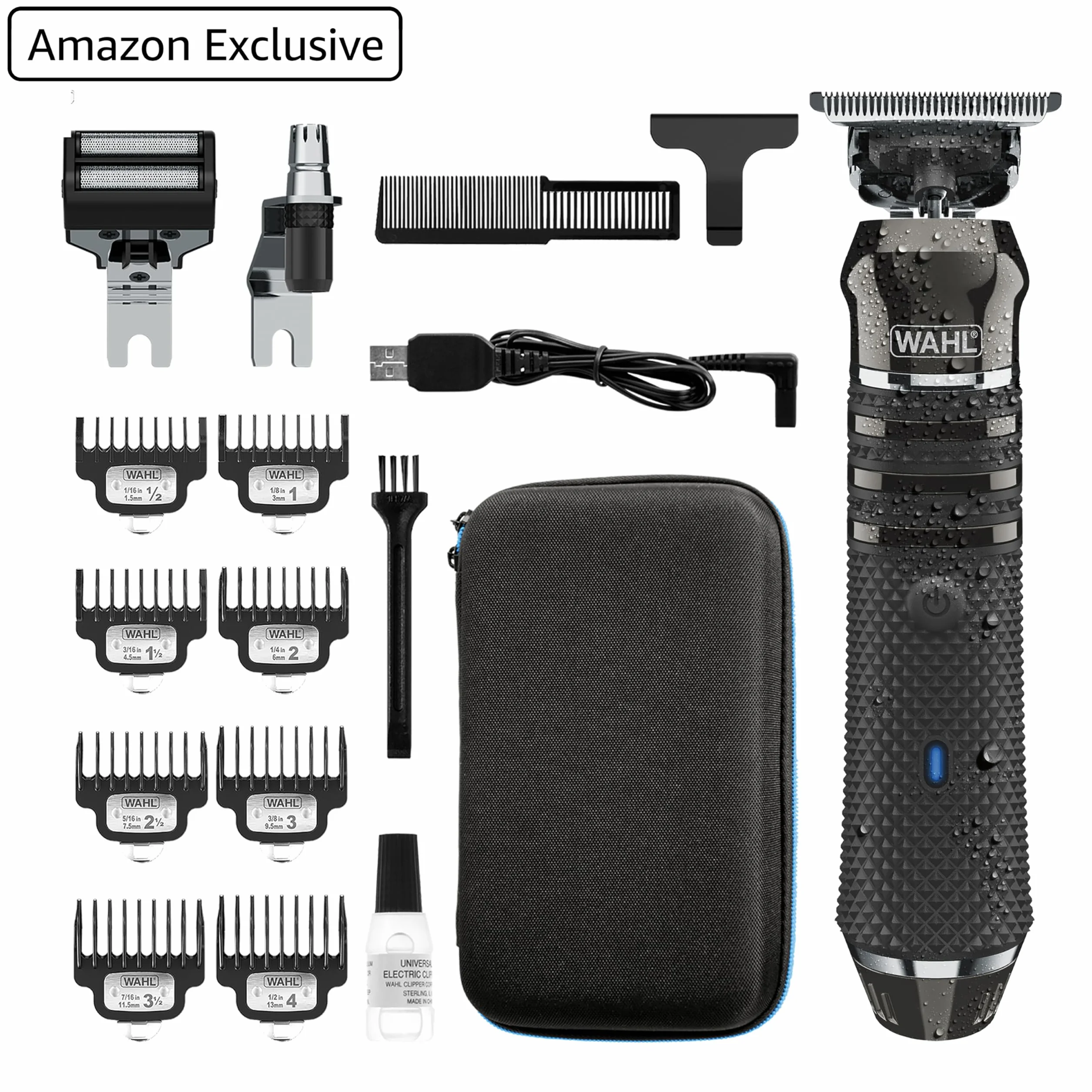 Wahl Pro Series High Visibility Trimmer, Cuchilla de Corte Cercano, Ion-Litio, Cortabarba totalmente lavable, Kit de Aseo, Cabezales Intercambiables, Profesional, Sin Cable, Corte Cercano