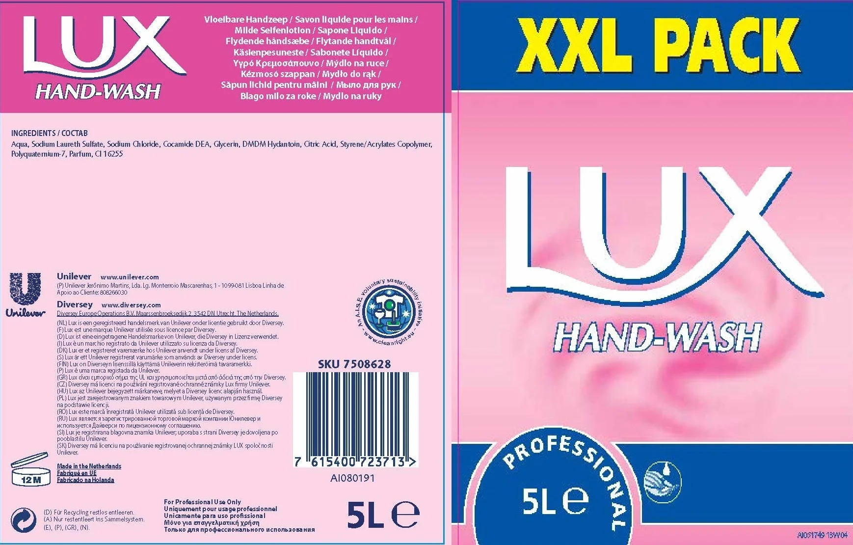 Diversey Lux 5 l Gel de Lavado de Manos con Profumación Floral 5 Lt