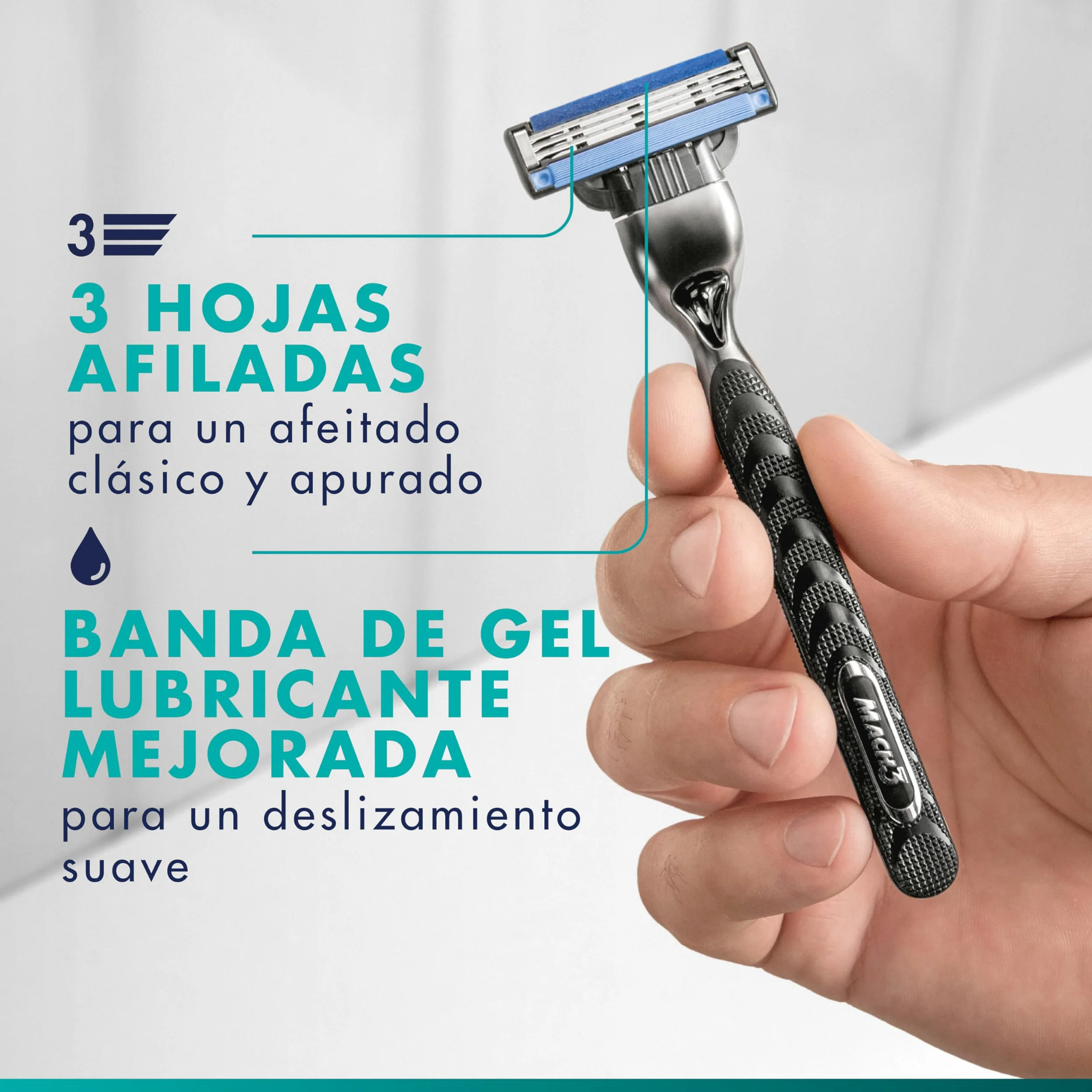 Gillette Mach3 Base Pack de 15 Recambios Para Maquinillas De Afeitar Para Hombre, Cuchillas de Afeitar Con 3 Hojas y Banda Lubricante, Compatible Con Todos Los Mangos Mach3