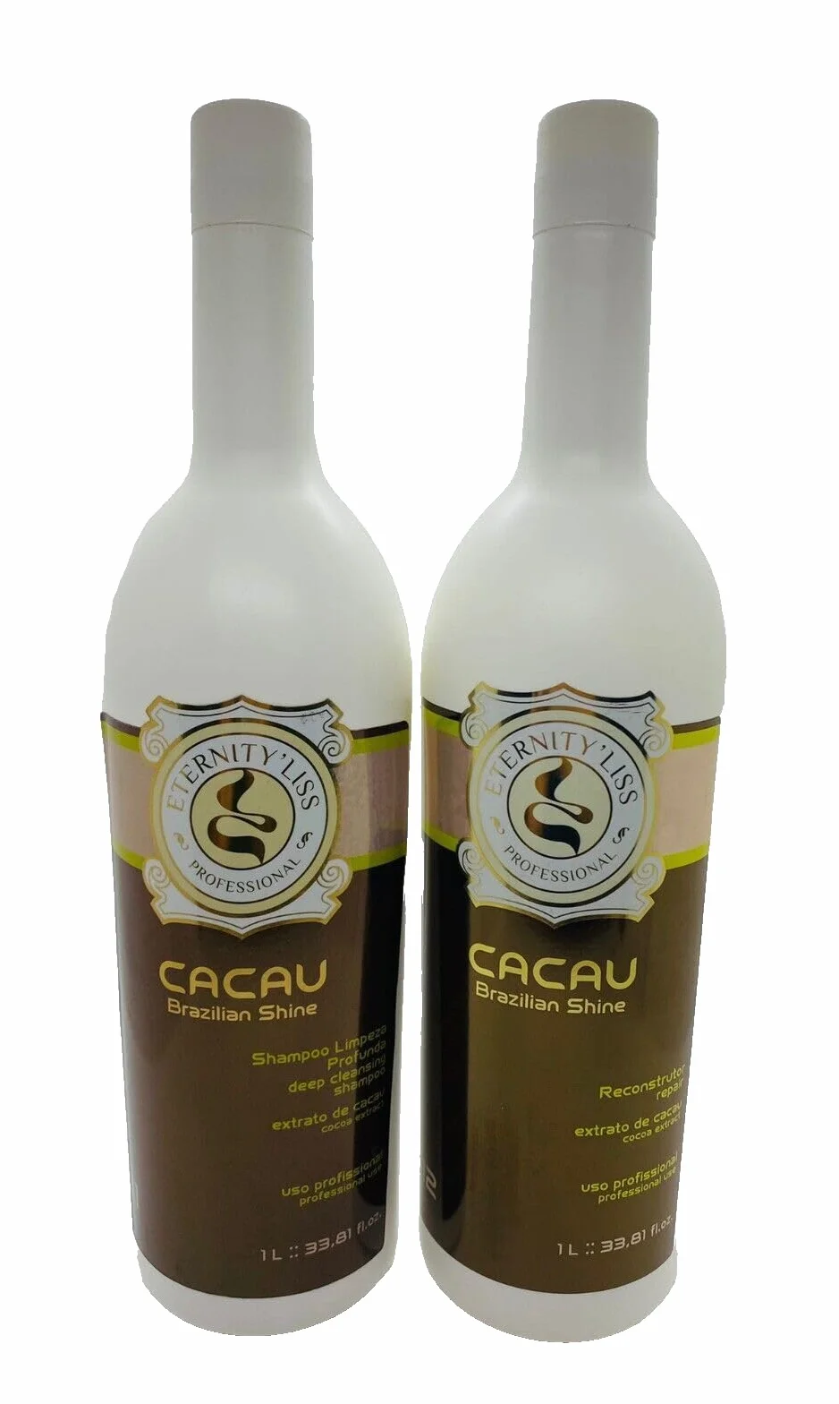Eternity Liss Kit de cuidado del cabello Cacau brillo brasileño (2 x 1 litro)