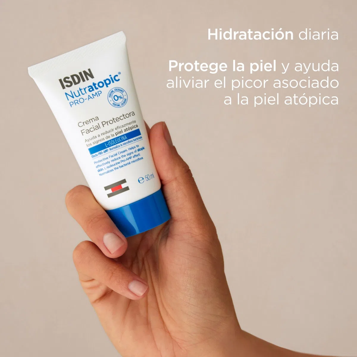 ISDIN Nutratopic Pro-AMP Crema Facial, Crema Facial Protectora, Ayuda a Mejorar los Signos de la Piel Atópica