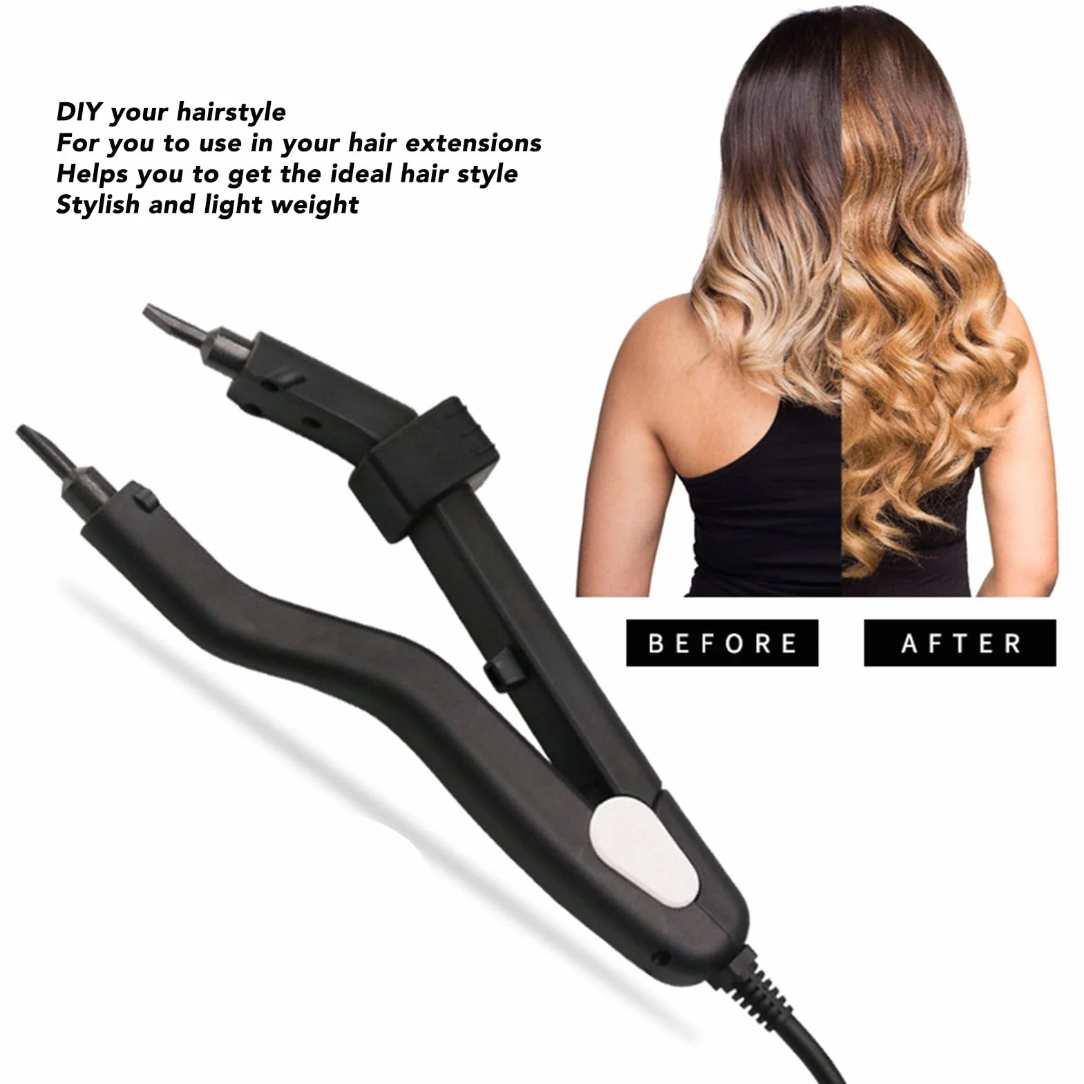 Herramienta para Extensiones de Cabello de Fusión - Plancha de Calor 100-240V Con Conector (Enchufe de la UE)