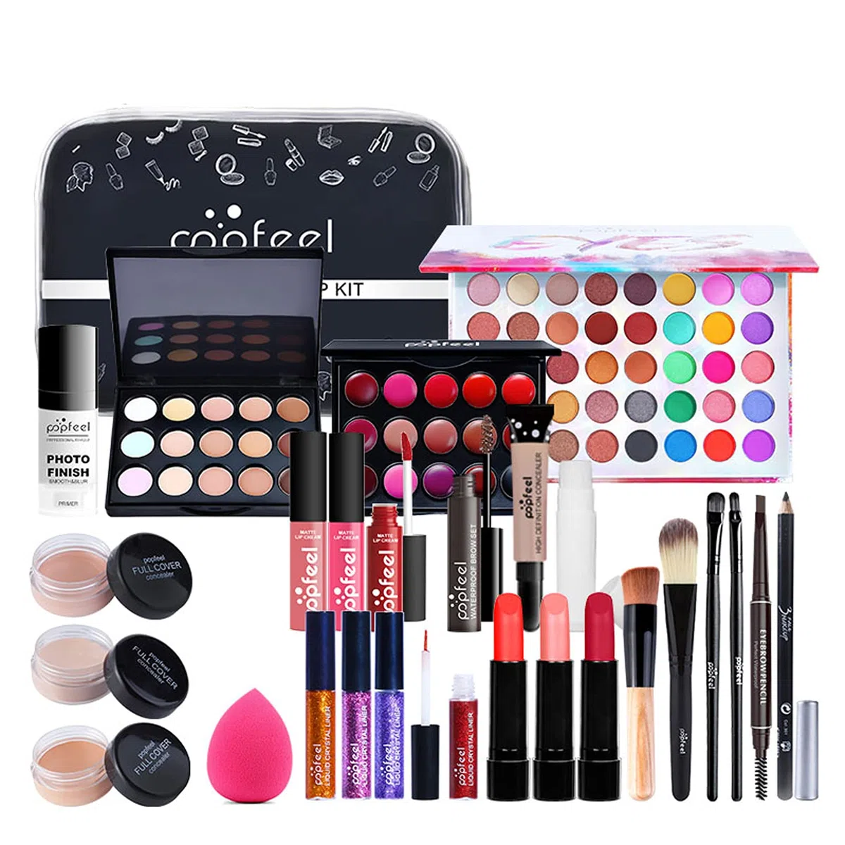 Kit de Maquillaje Profesional Completo, MKNZOME Set de Maquillaje Mujer Estuches de Maquillaje Portátil Paletas de Sombras de Ojos Fundación barra de labios para Mujeres Niñas
