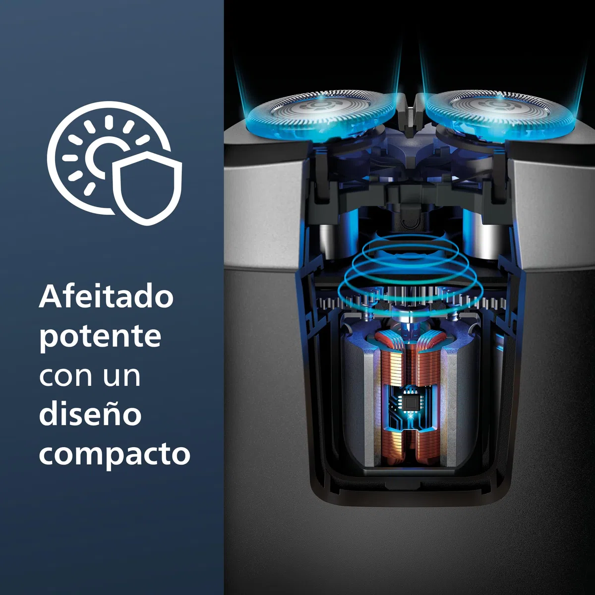 Philips Afeitadora Portátil, Afeitadora Eléctrica en Seco y Húmedo de Viaje para hombre, Sistema de Cuchillas ComfortCut, Cabezales flotantes 3D, Diseño compacto, Batería potente, Modelo PQ888/06