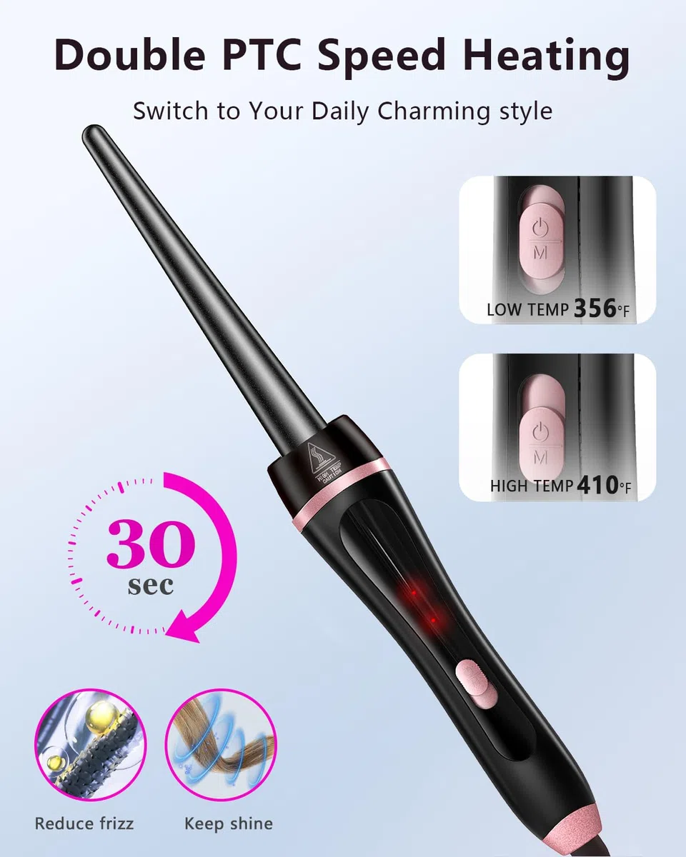 Rizador 5 en 1 con Cepillo Térmico y Barriles Intercambiables de Cerámica (0.35"-1.25"), Juego de Rizador con Plancha Alisadora, Calentamiento Instantáneo, Voltaje Dual, Regalos para Mujeres