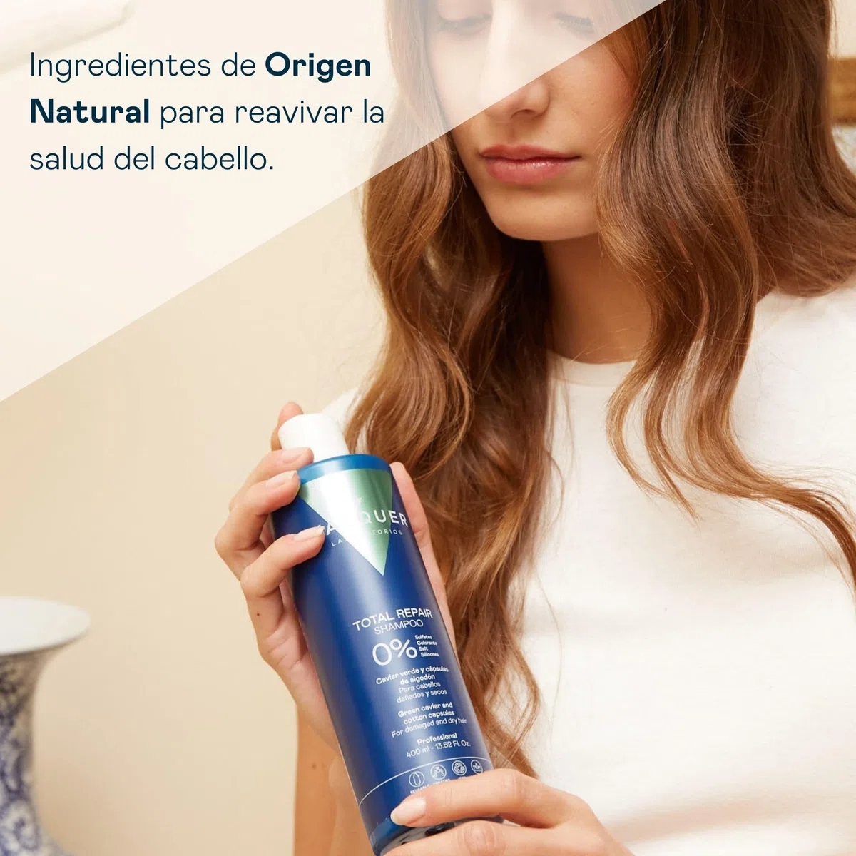 VALQUER Pack Total Repair Champú y Mascarilla Zero | Repara, Nutre e Hidrata el Cabello Dañado y Seco | Con Caviar Verde, Vitamina E y Cápsulas de Algodón | Vegano | 1 L + 975 ml