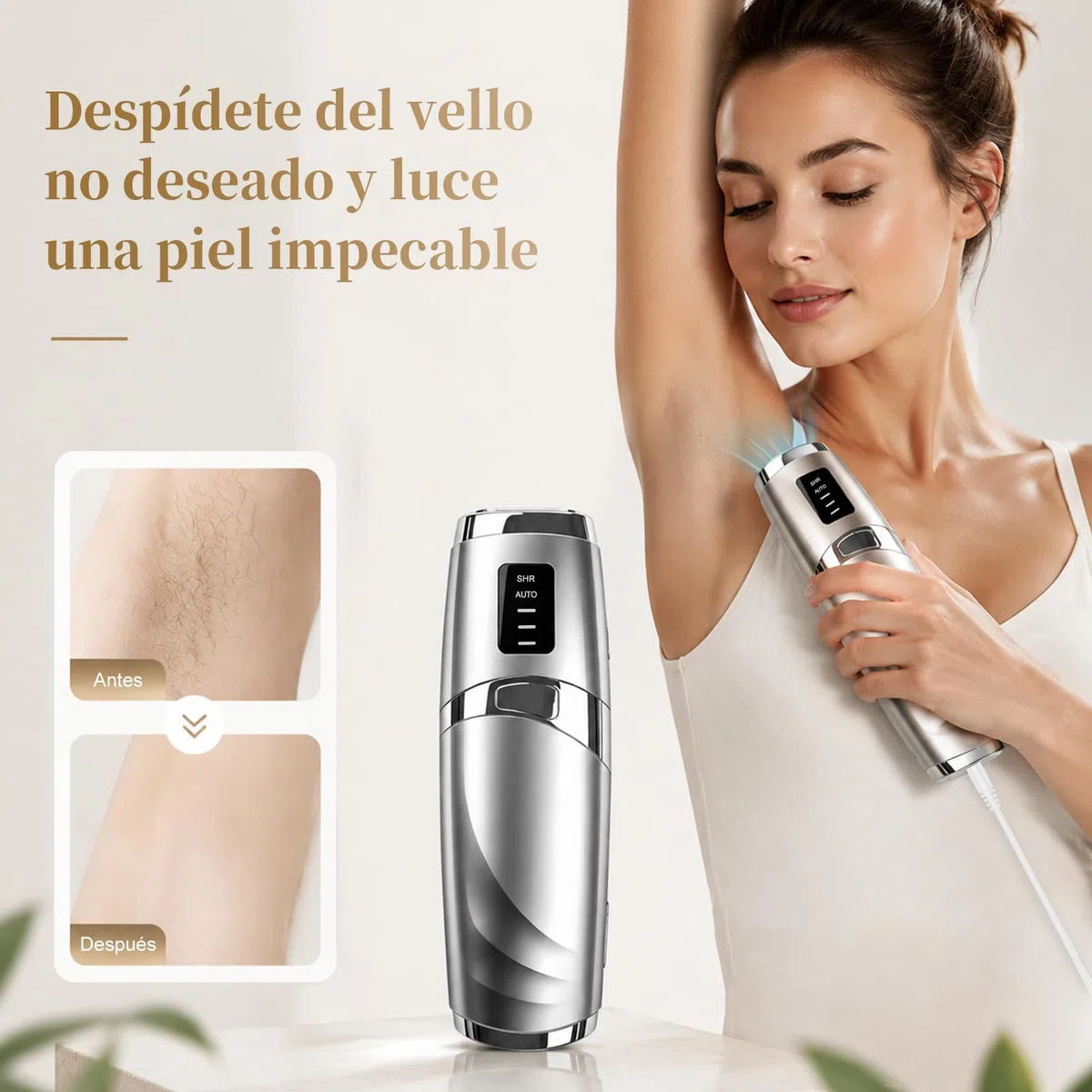 Depiladora Luz Pulsada, Depiladora Laser sin Dolor, 3 Niveles de Energía, 999,999 Flashes Laser Depilacion, Luz Pulsada Depilacion para Mujer y Hombre, Bikini, Axilas, Cara, Cuerpo