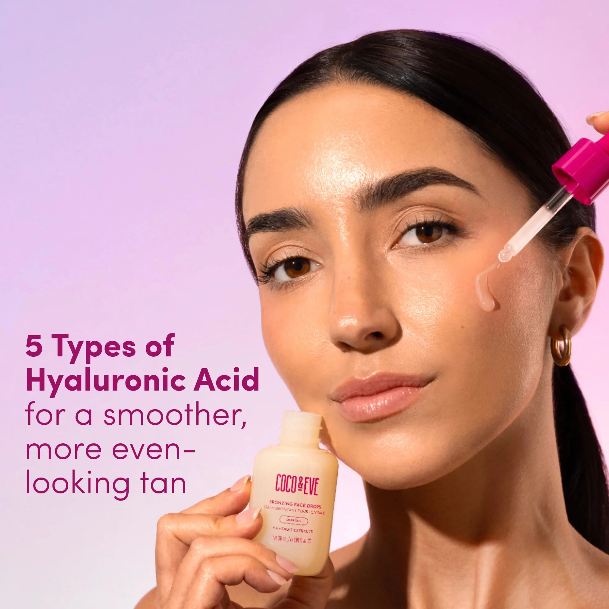 Coco & Eve Sunny Honey - Bronceador facial en gotas - Hidratante con ácido hialurónico - Sérum de bronceado gradual y natural - Para estar moreno sin exponerse al sol - 30ml (Oscuro)