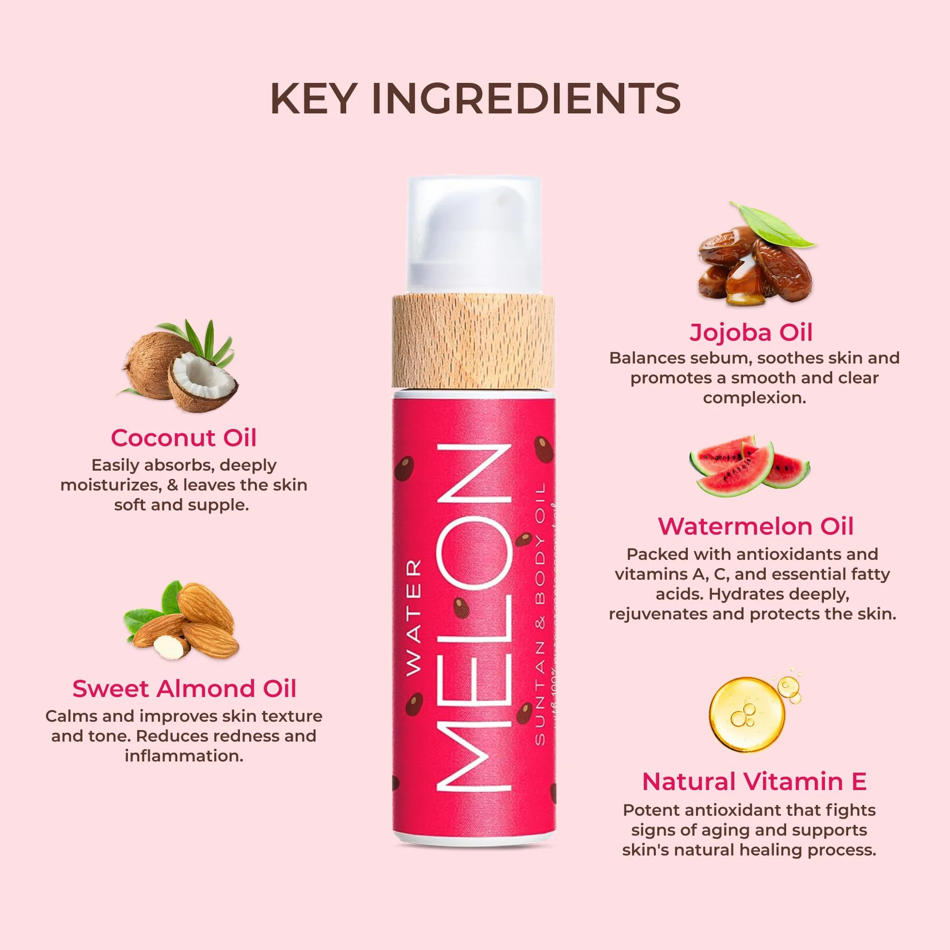 COCOSOLIS Watermelon - Aceite orgánico con vitamina E y aroma de sandía para un bronceado intenso y rápido - Amplificador bronceado