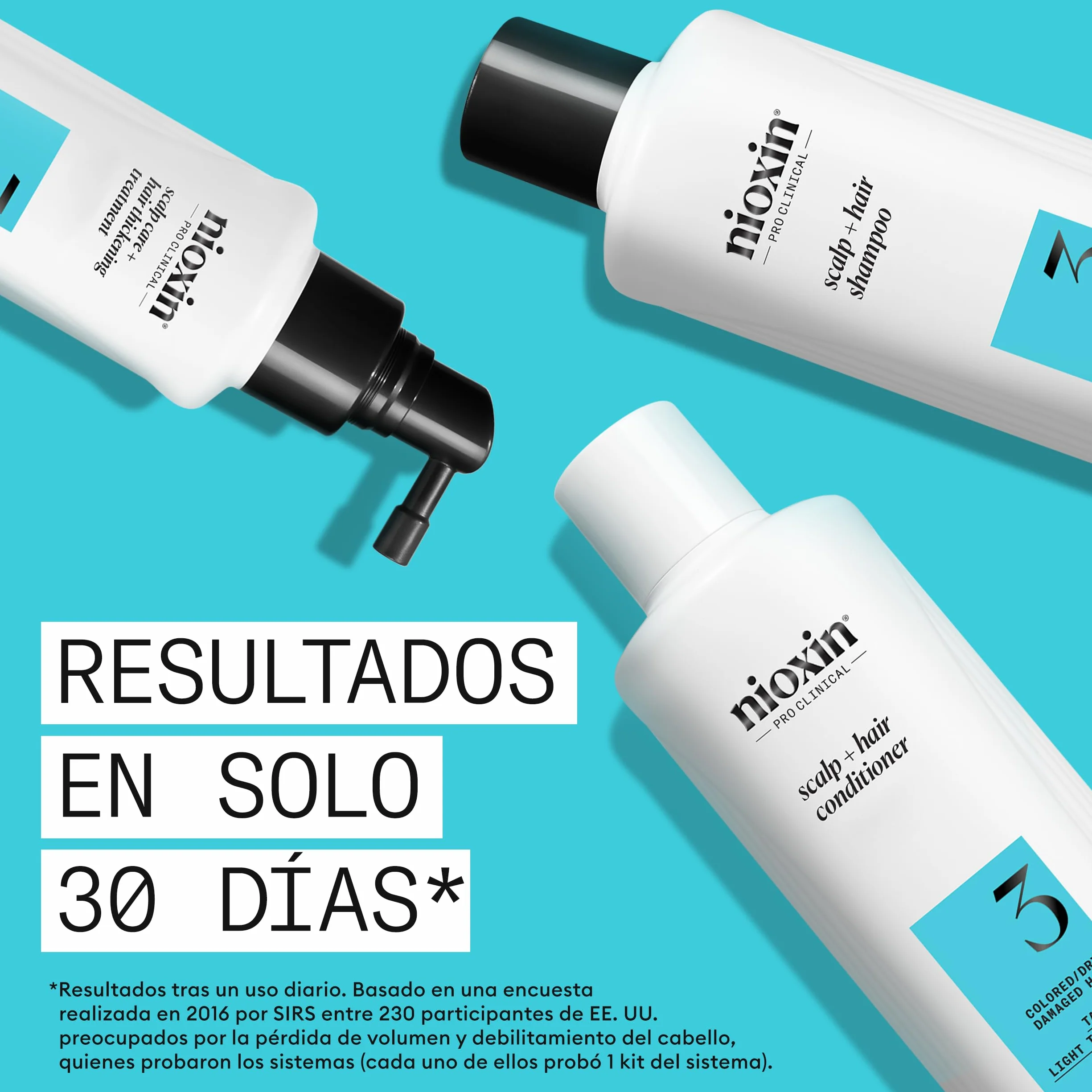 Nioxin Sistema 3 Champú Acondicionador Tratamiento Cabello Teñido Dañado Debilitamiento Leve