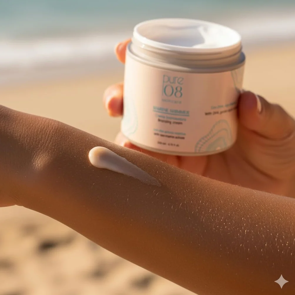 08PURE Skincare Marine Shimmer, Crema Bronceadora Sublime con DHA, Activos Marinos, Absorción Rápida, Tono Uniforme, 200ml