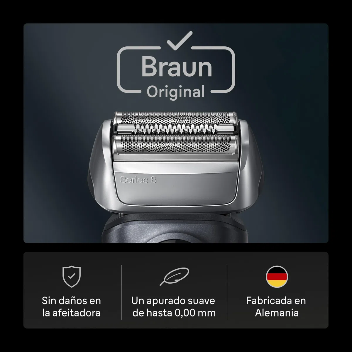 Braun Series 8 Cabezal de Recambio Original para Afeitadora Eléctrica Hombre, Compatible con Las Máquinas de Afeitar Series 8, Fabricado en Alemania, Afeitado Suave Y Preciso, 83M