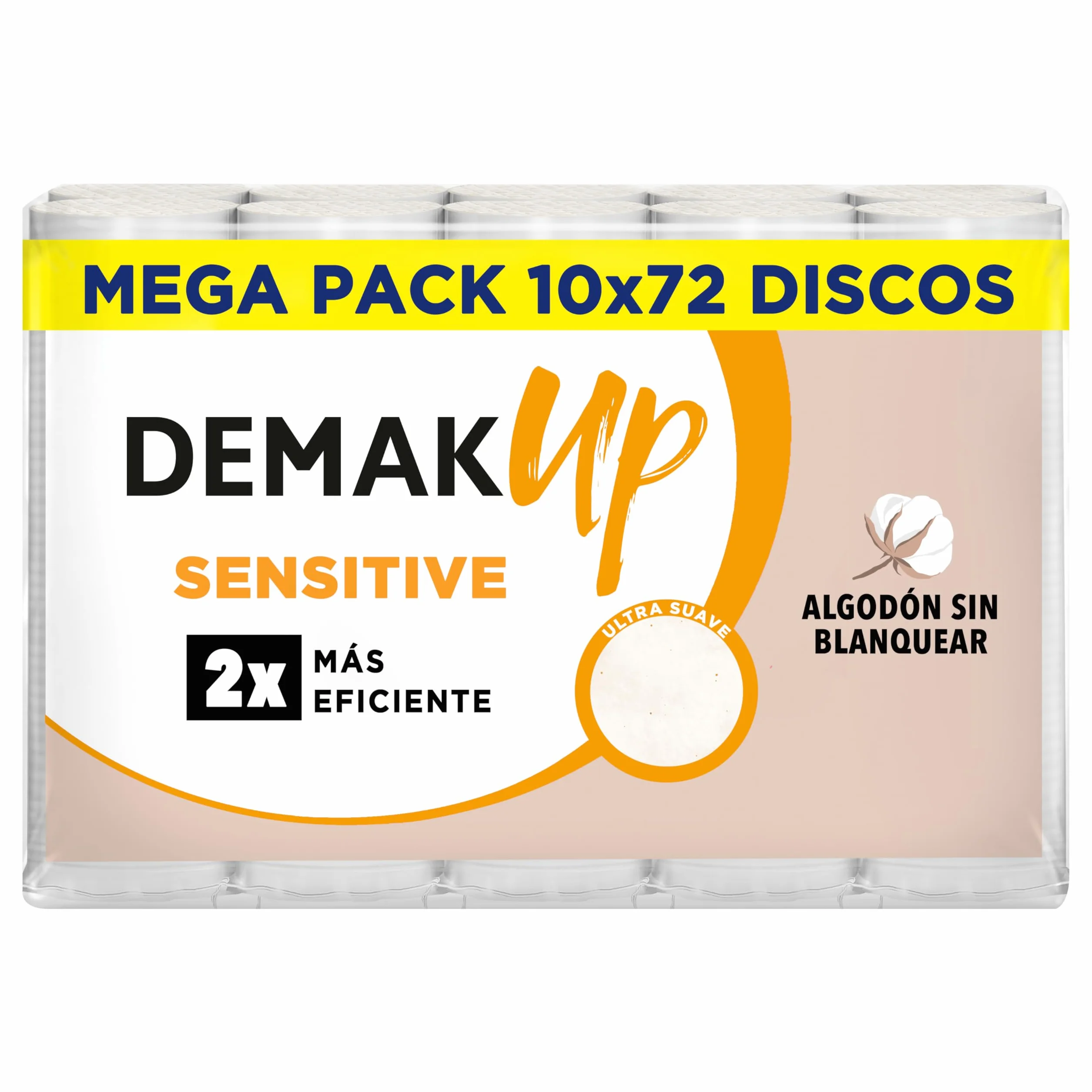 Demak'Up Sensitive - 720 Discos Desmaquillantes Redondos de Algodón Natural Sin Blanquear - 10x72 Unidades