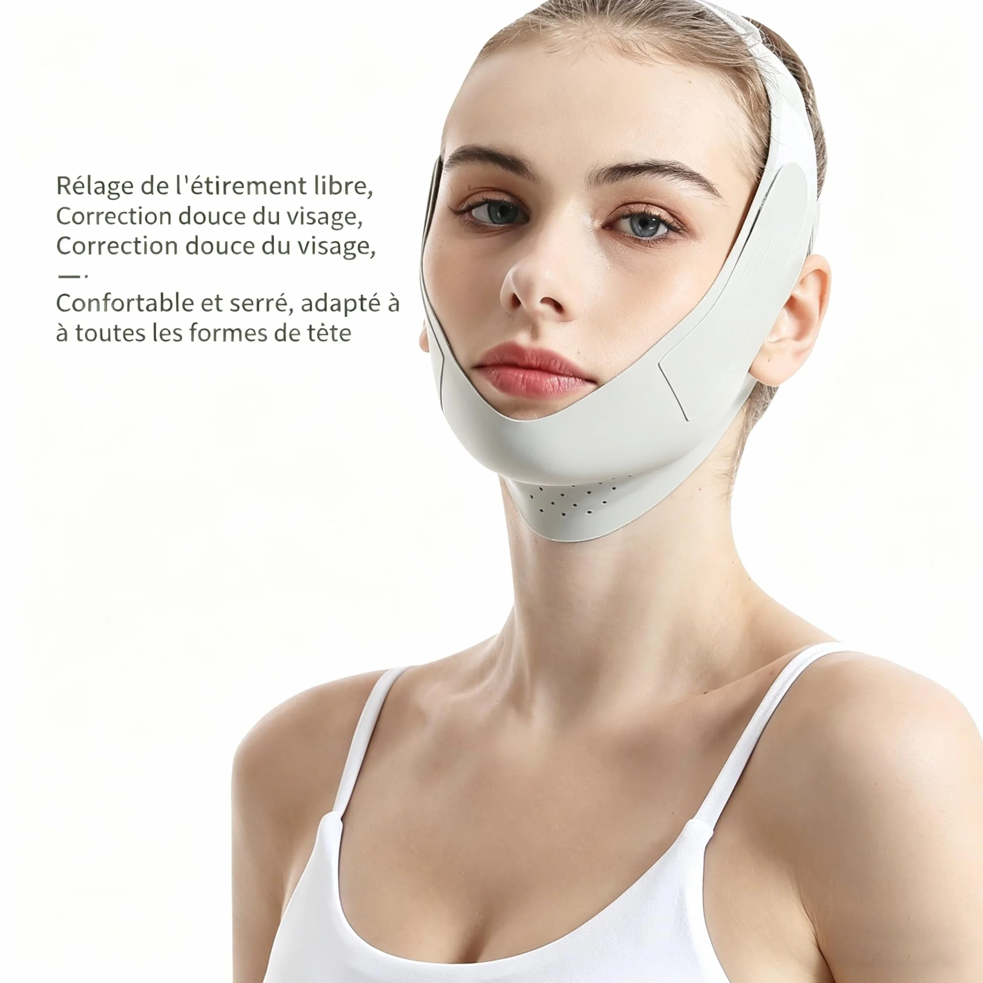 Banda Moldeadora de Colágeno CaraDura Cinta de levantamiento facial transpirable y reutilizable, correa de barbilla para adelgazar y lipocompresión
