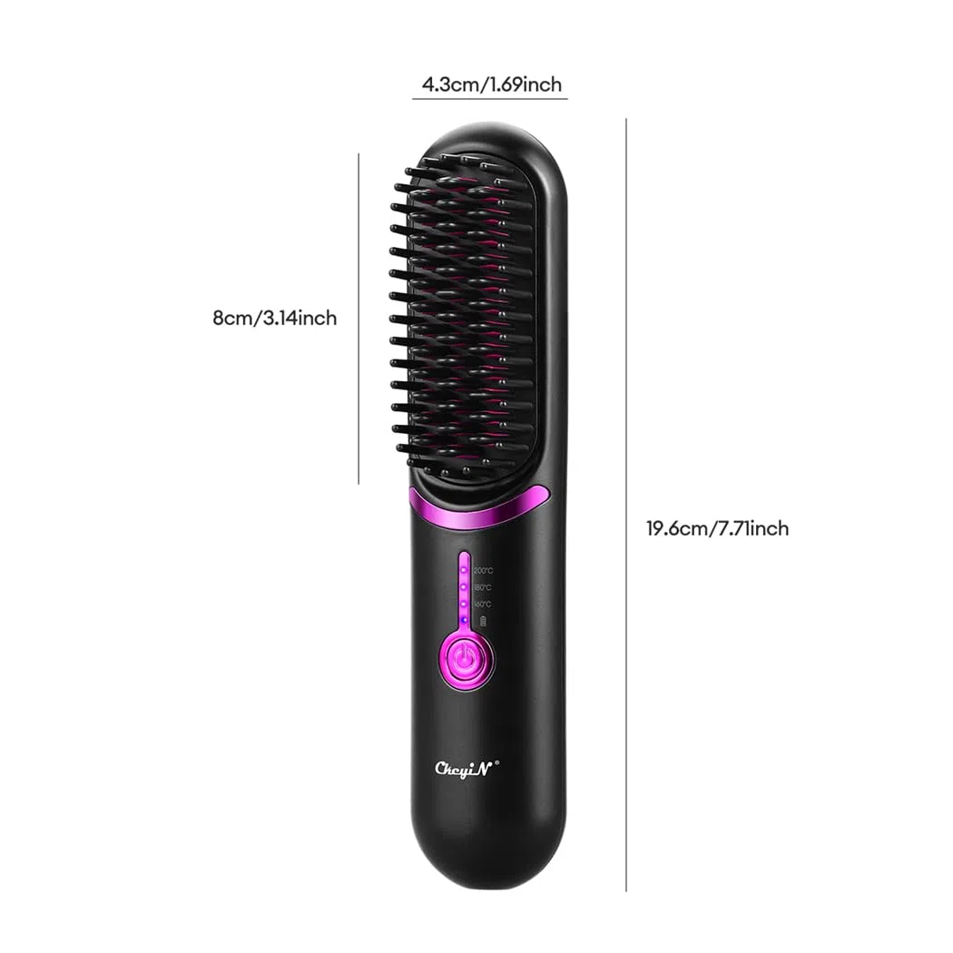 Cepillo Alisador Pelo, Hair Straightener Brush, Calentamiento Rápido, Protección Antiquemaduras, Anti Encrespamiento Mini cepillo alisador, plancha de pelo portátil para viajes