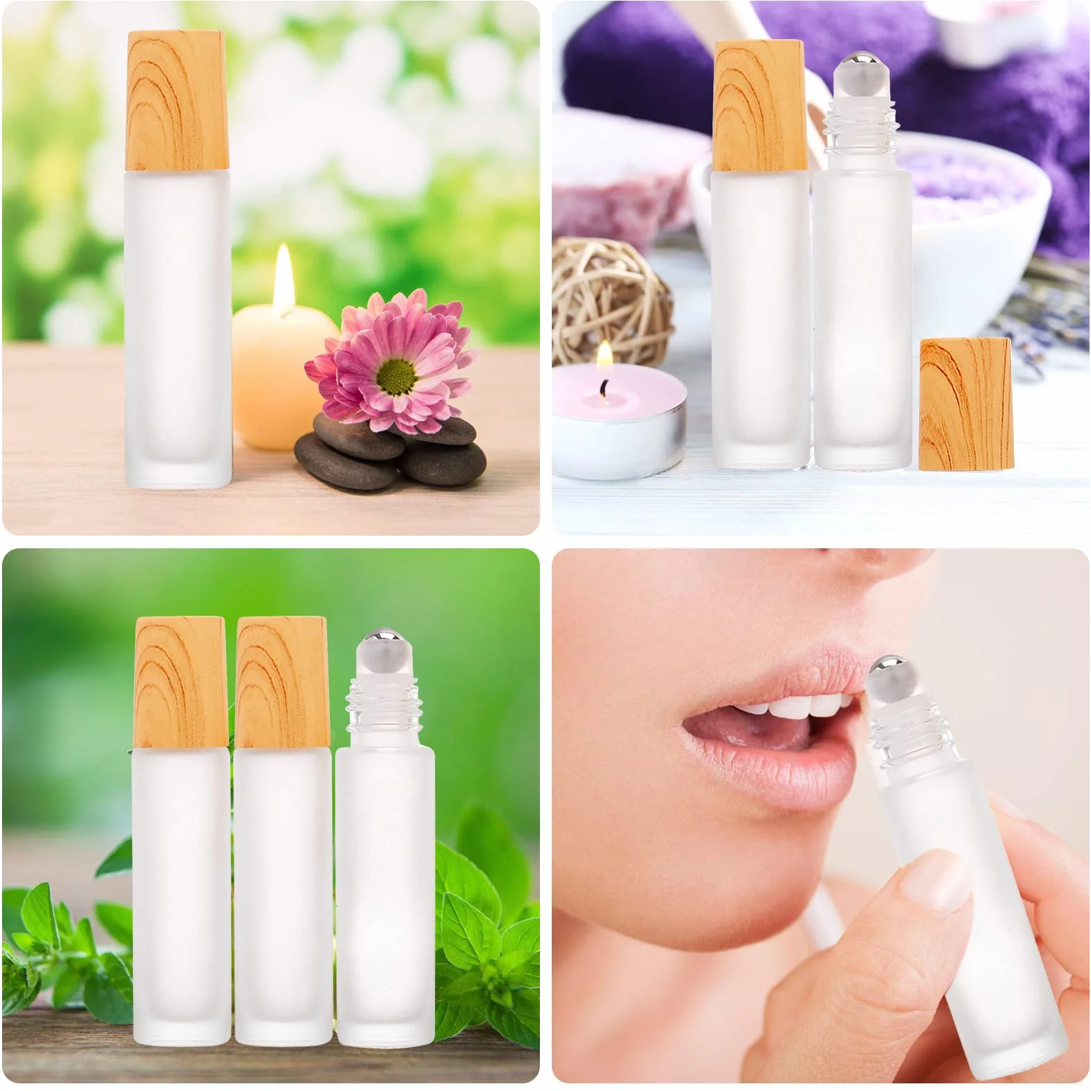 Roll On Aceites Esenciales 10ml, 12 Piezas Rellenables, Botes de Cristal Con Rodillo de Acero Inoxidable Para Aceites Esenciales y Perfumes