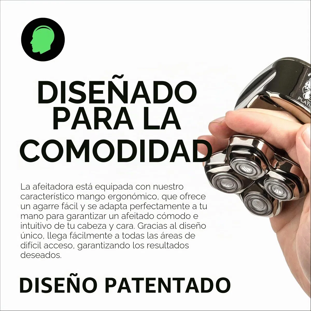 Skull Shaver Pitbull Platinum Pro – Afeitadora Eléctrica para Hombre, Inalámbrica, Recargable, Uso en Seco y Húmedo, Ergonómica para Cabeza, con Soporte de Lavado y Estuche de Viaje