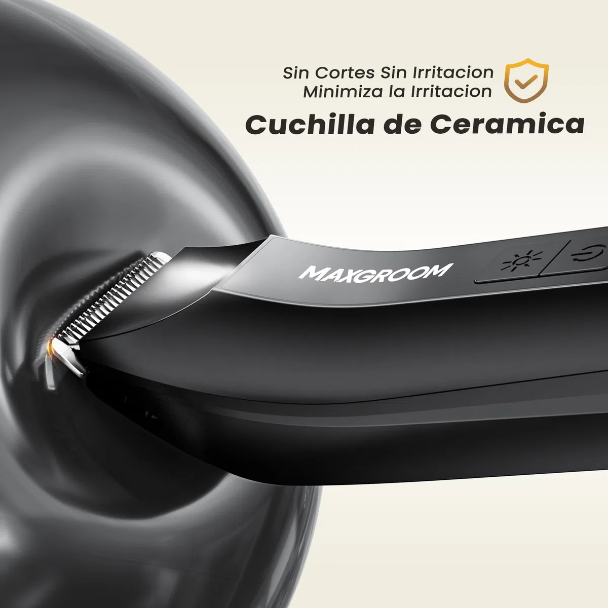 MAXGROOM Afeitadora Corporal Masculina 3 en 1, Depiladora Recargable con Luz LED Precisa, 100% Impermeable, Ideal para Barba, Axilas, Pecho, Piernas y Zonas Íntimas, Incluye Cortapelos Nasal, Negro