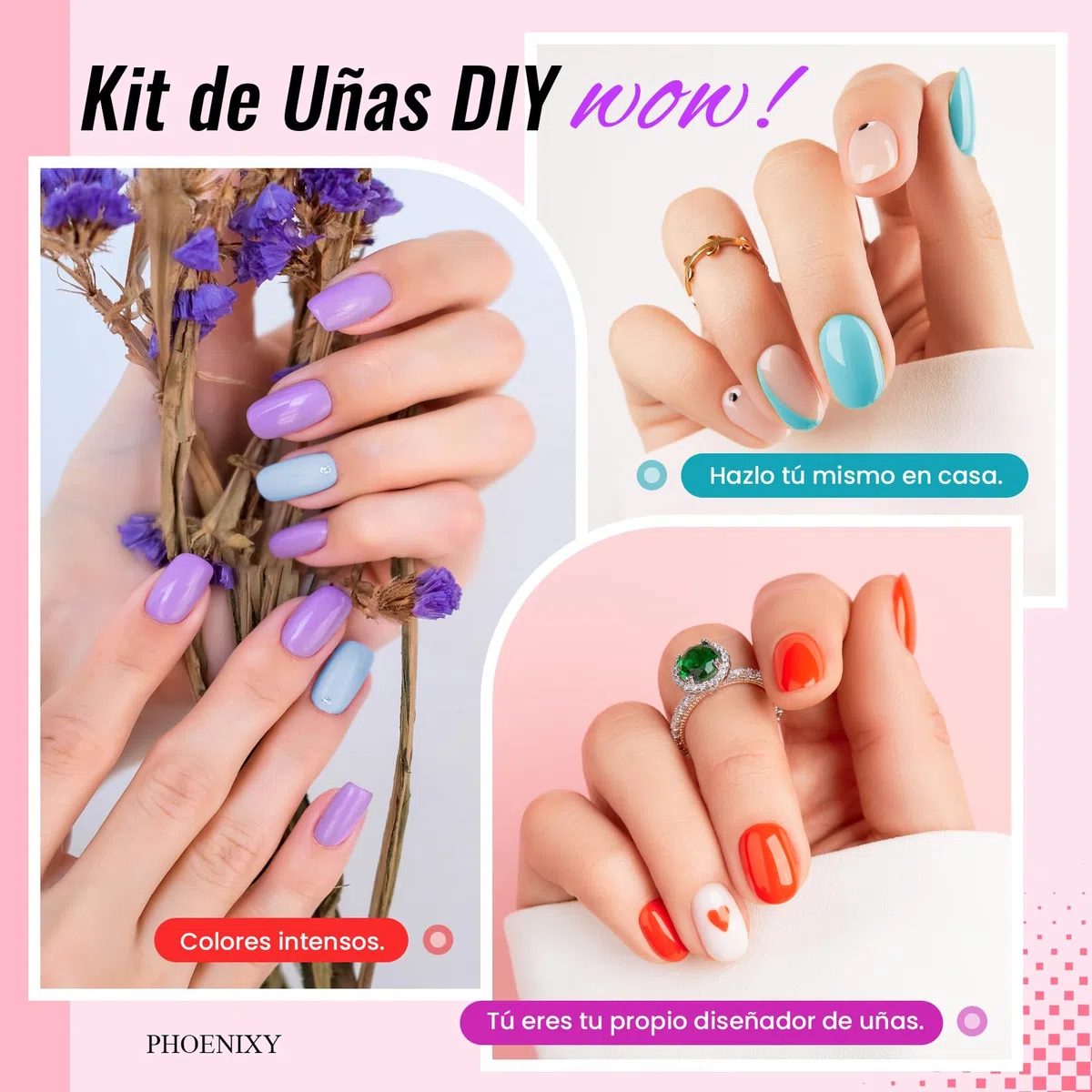 PHOENIXY Kit Uñas Semipermanentes Con Lámparas UV 55 Colors Esmaltes Semipermanentes Para Uñas 60 PCS Kit de Manicura Profesional Con 4 Capas Superiores de Efecto y Base Regalo Para Mujeres