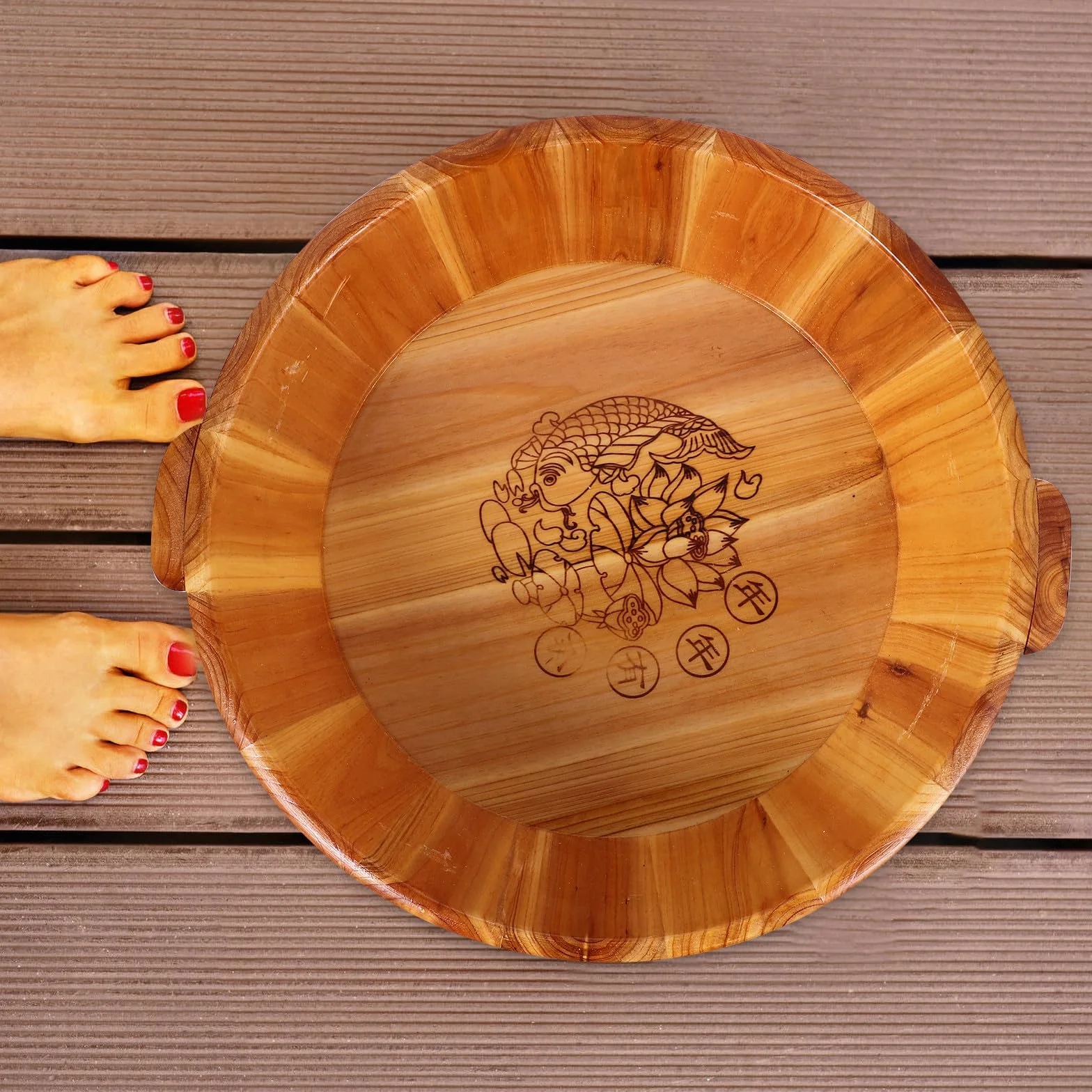 Cubo de Madera para Pies, Multuso y Reutilizable, Spa para Lavar Pies, Optimización de Espacio, para Baño en Casa