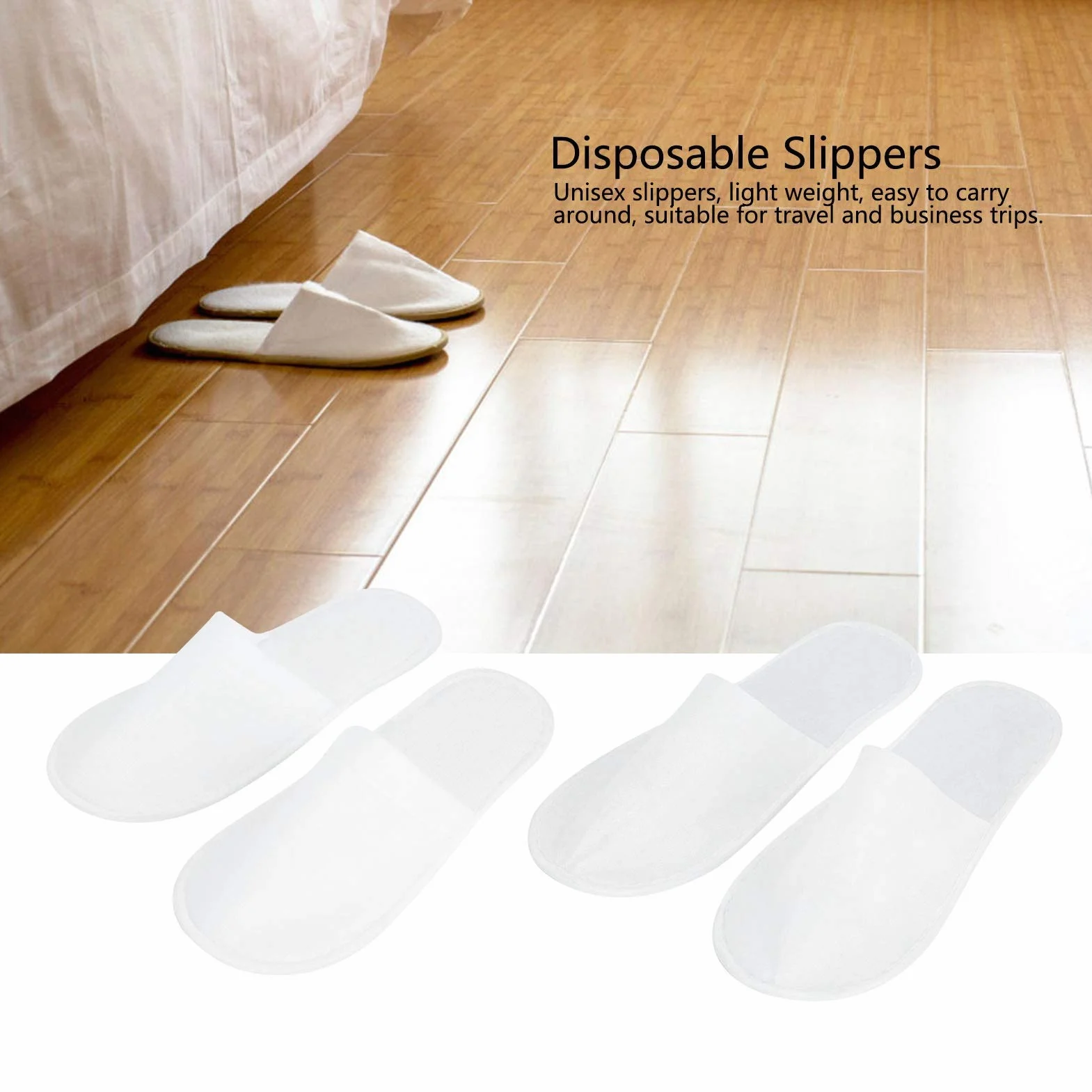 50 Pares de Pantuflas Desechables Antideslizantes Unisex Portátiles para Invitados de Casa, Hotel, SPA, Fiesta (M)