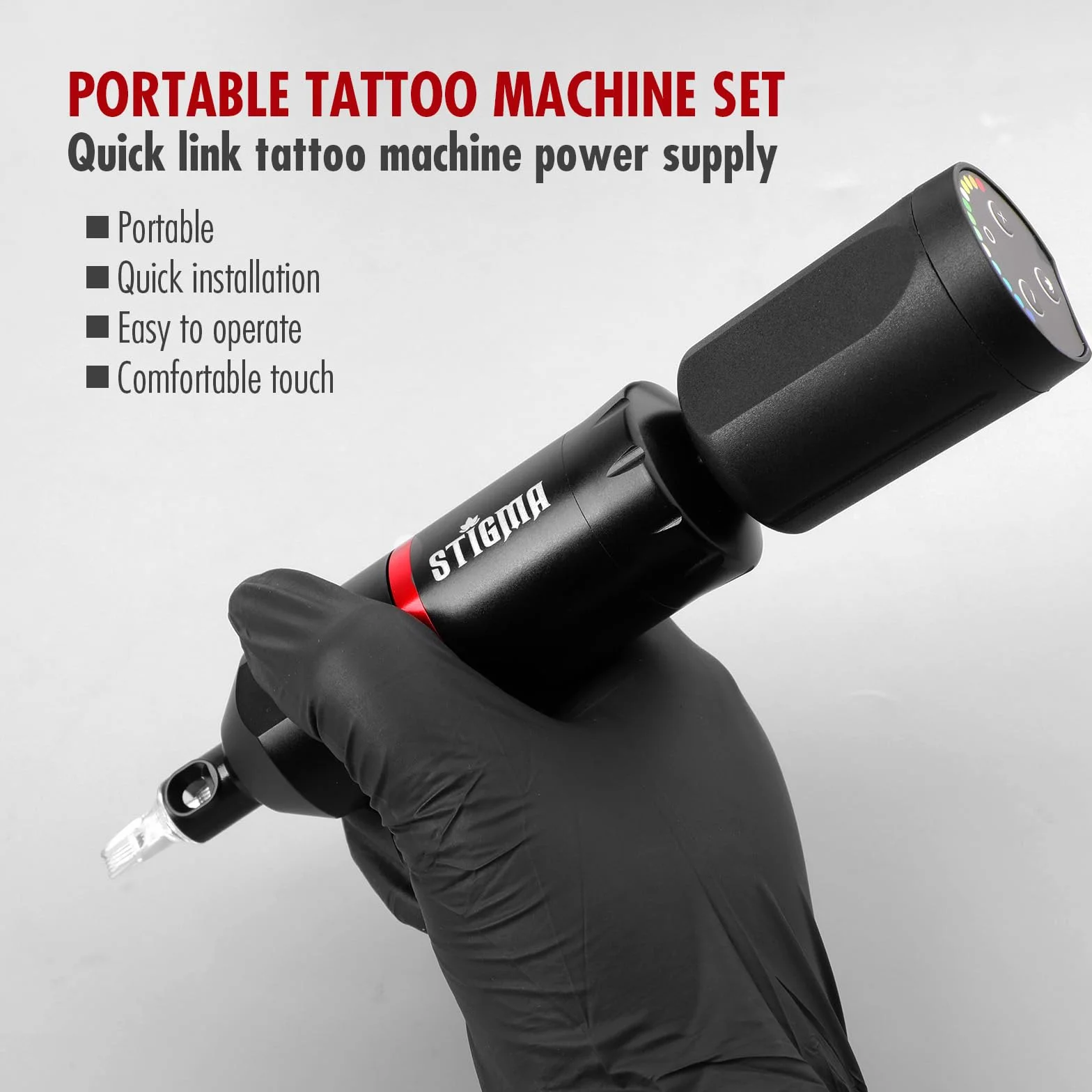 STIGMA Pro Maquina de Tatuar con Bateria 1400 mAh,20Pcs Agujas de Cartuchos de Tattoo, Wireless Tattoo Kit Complete