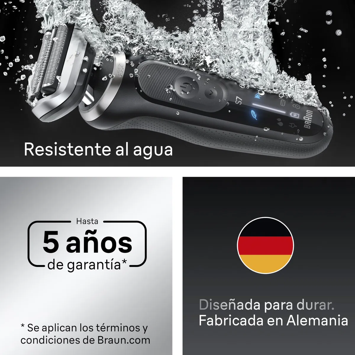 Braun Series 7 Afeitadora Eléctrica Hombre, 72-N4200S, Negro - Máquina de Afeitar Resistente al Agua, 3 Modos, Recargable, 60 Min de Uso, Recortadora de Precisión, Base de Carga, Estuche de Viaje