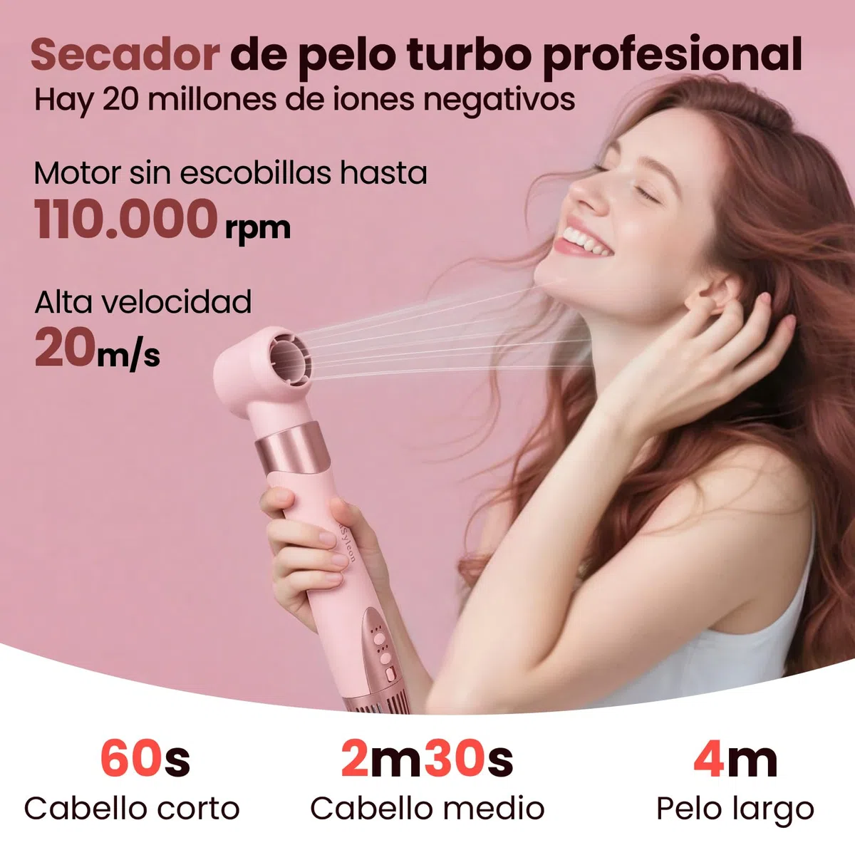 AraSyelon Multifunction Hair Styler 6 en 1 - Secador Profesional, Cepillo de Aire Caliente (25/32/48/68mm), Rizador Automático 32mm, Cepillo Alisador, 110,000 rpm, con Iones