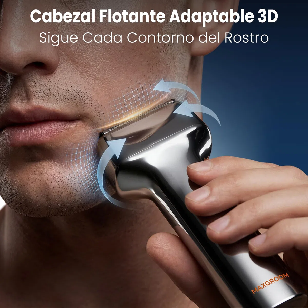 MAXGROOM Afeitadora Eléctrica Hombre de láminas, Máquina de Afeitar Hombre de 3 cabezales flotantes, shaver barba IPX7 cabezal desmontable, 70 mins de autonomía, 132 g ligero y portátil, USB-C y LED