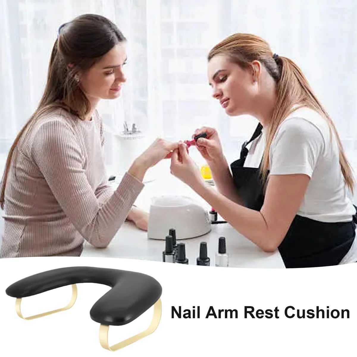 Reposabrazos para Nail Tech,Reposabrazos para Nails Tech | Soporte de reposamanos de cuero PU, cojín en forma de U, soporte para reposabrazos de uñas,Cojín desmontable para reposabrazos de escritorio