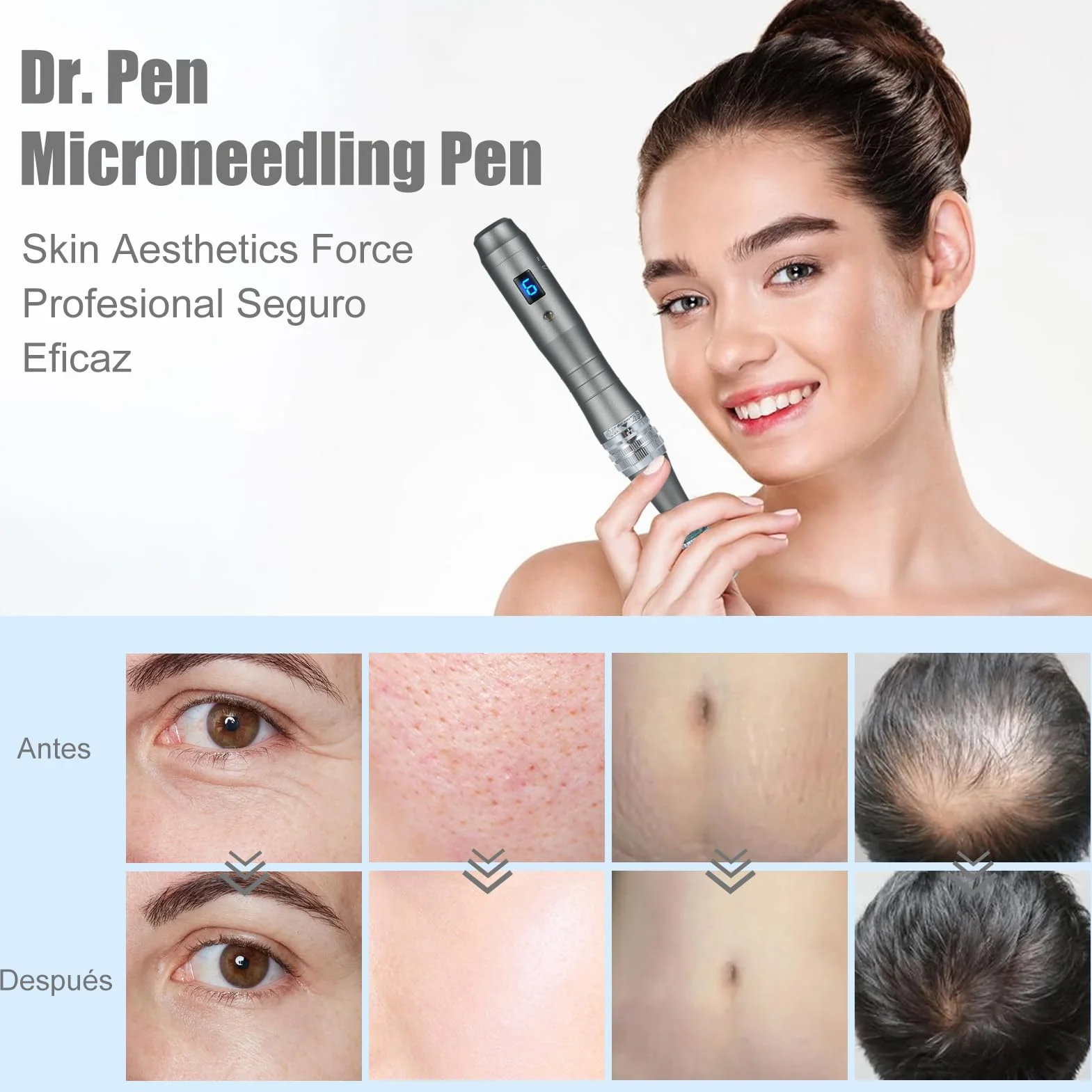 10 cartuchos de microneedling de 16 pines, diseñados para lápiz de microagujas dr pen Ultima M8, utilizado para cicatrices de acné, cicatrices profundas y estrías
