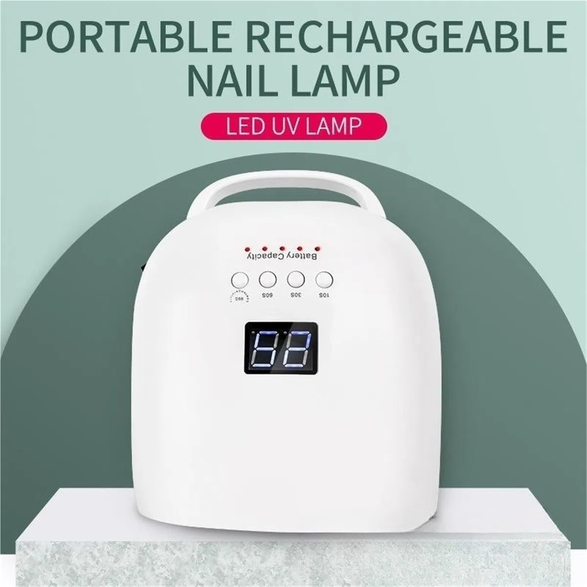 Lámpara UV para uñas, Lámpara de secado de uñas recargable de 86 W, máquina de secado de esmalte de gel, luz roja, manicura con mango, lámpara UV LED for uñas(Bianco)