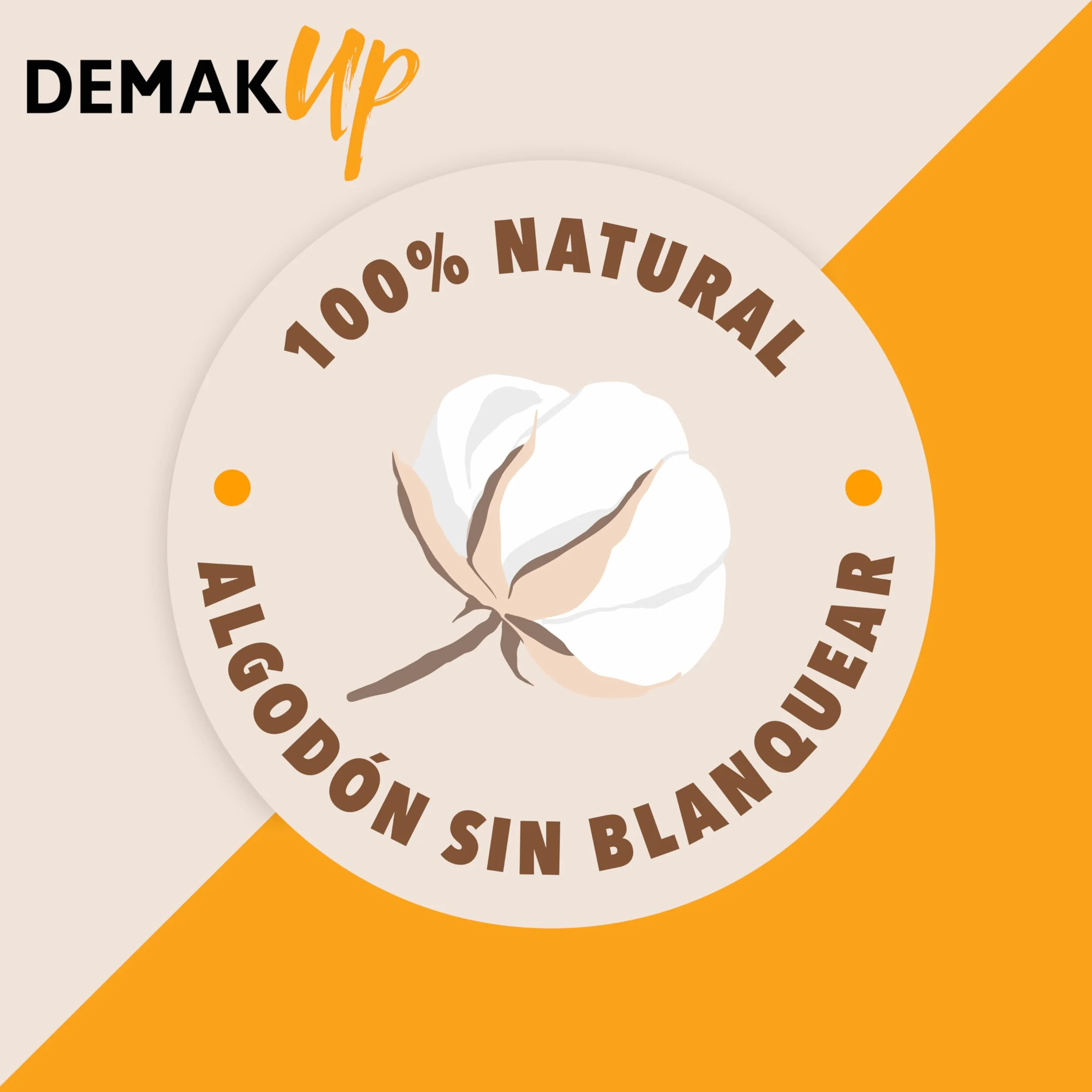 Demak'Up Sensitive - 720 Discos Desmaquillantes Redondos de Algodón Natural Sin Blanquear - 10x72 Unidades