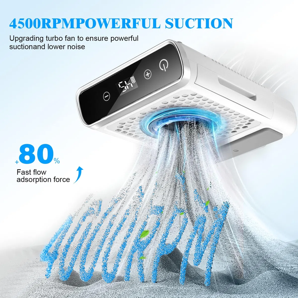 Aspirador de uñas inalámbrico de 80 W, Recargable Extractor De Polvo Para Uñas, Máquina Recolectora De Polvo De Uñas Para Uñas, Aspirador de Mesa Potente de Velocidad Ajustable para Arte de Uñas