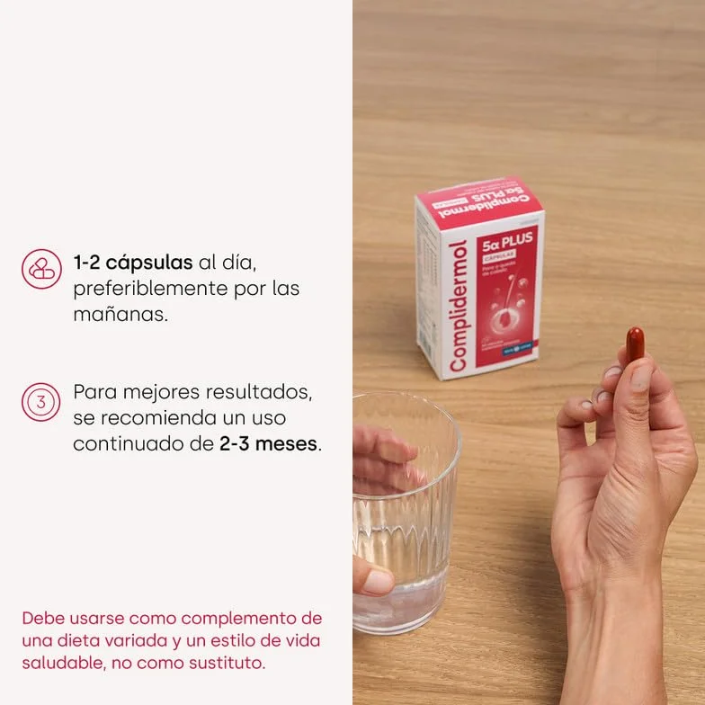 Complidermol® 5 Alfa PLUS Cápsulas | Fórmula pionera con Alphablok™ | Ayuda a prevenir la caída capilar | 60 cápsulas