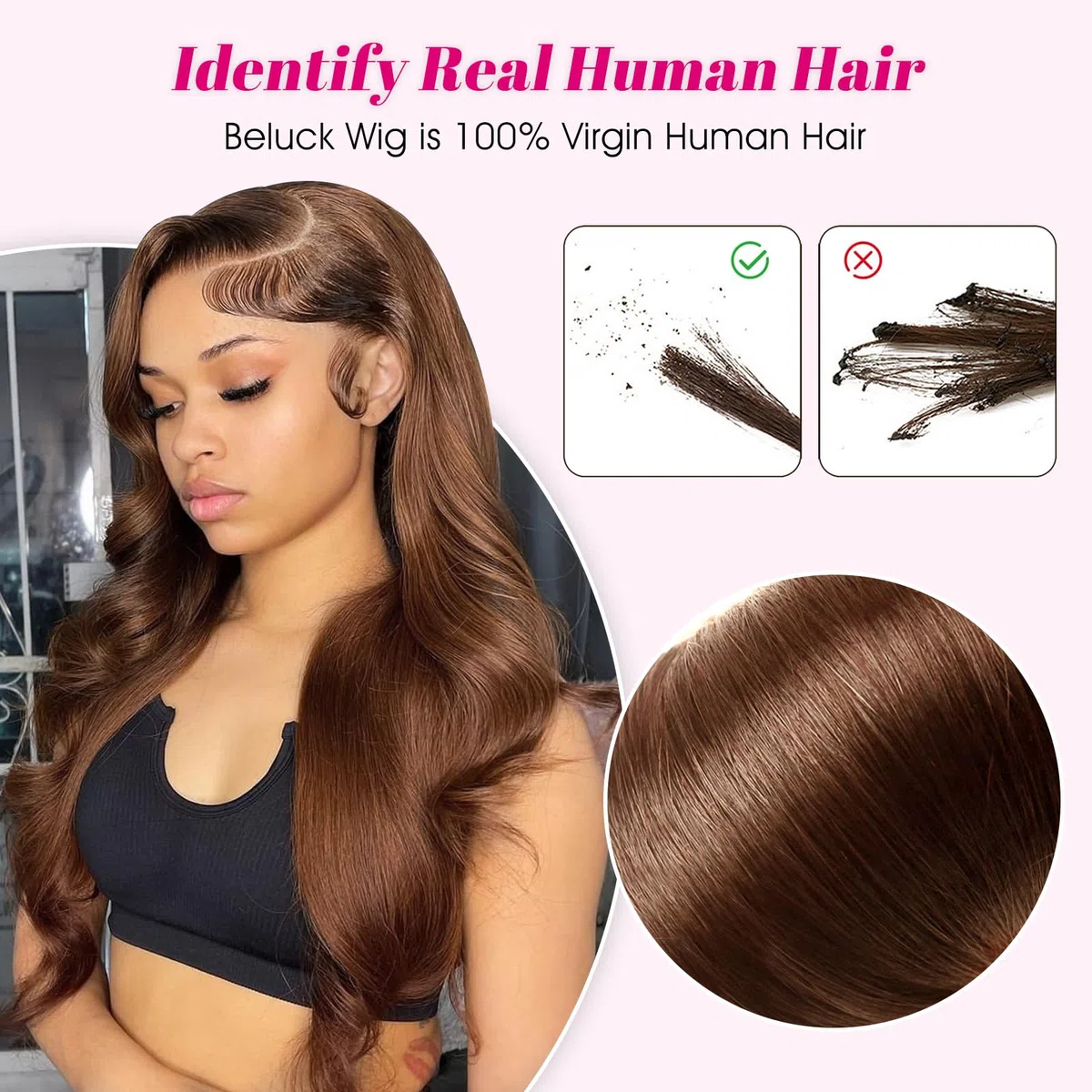 Pelucas Mujer Pelo Natural Humano Chocolate Brown 13x6 HD Lace Front Human Hair Wig Body Wave Glueless Peluca Cabello Humano Natural Marrón Chocolate Pegamento Peluca For Black Women 14 Pulgadas