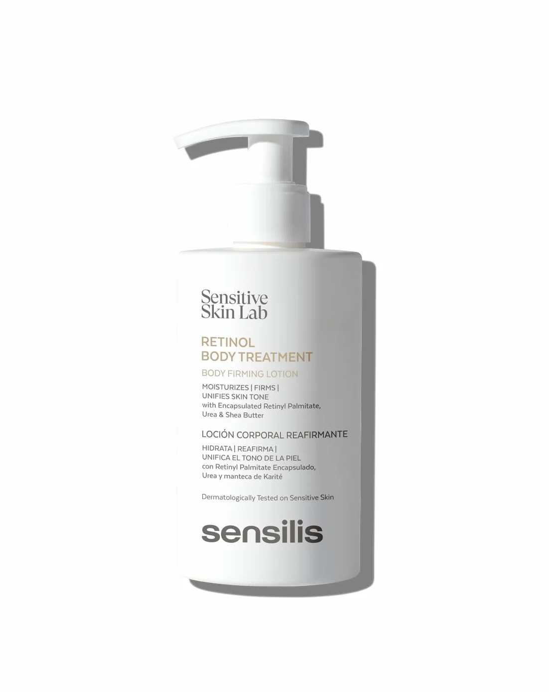 Sensilis - Retinol Body Treatment, Loción Corporal con Acción Reafirmante e Hidratante, Unifica el Tono, Aclara Manchas y Reduce las Arrugas, con Retinyl Palmitate, Apto para Pieles Sensibles - 200 ml