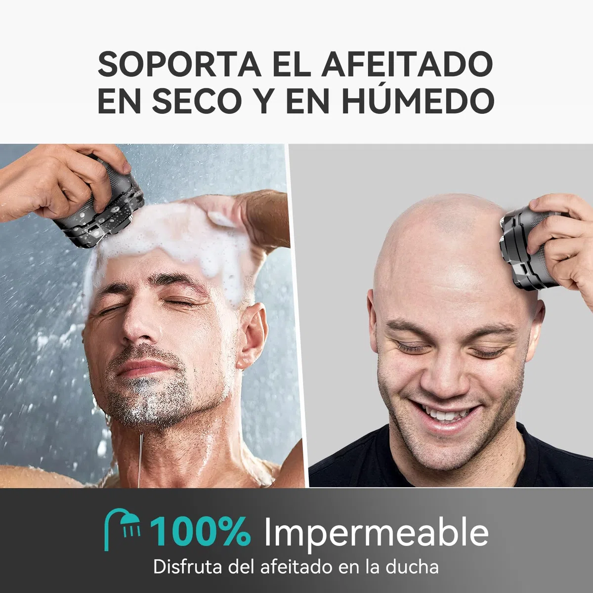 kensen Kit Afeitadora Cabeza Hombre, Maquina Afeitar Cabeza con Cabezal de Repuesto, 6D Cabezales Afeitadora para Calvos, Uso en Seco y Húmedo, Pantalla LED, 180 mins Uso, IPX6 Impermeable