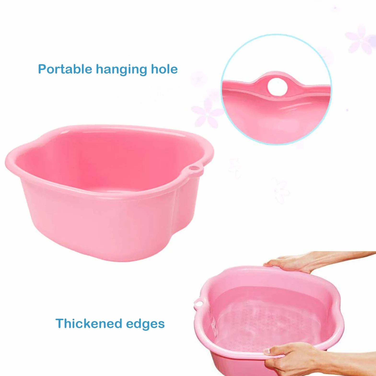 Cuenco grande de plástico para spa y pedicura, para pedicura, para pedicura, desintoxicación y masaje, perfecto para remojar tus pies, uñas y tobillos (White) (Black)