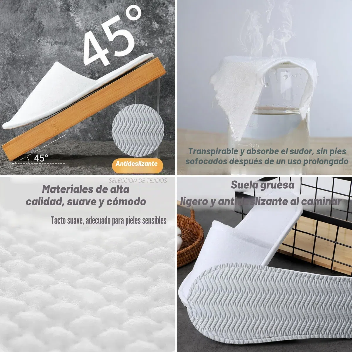 Tokaneit 24 Pares Zapatillas Desechables, Zapatillas de Hotel, Pantuflas Invitados, Pantuflas para Mujer y Hombre, para SPA Invitados a la Fiesta y Viaje (Blanco)