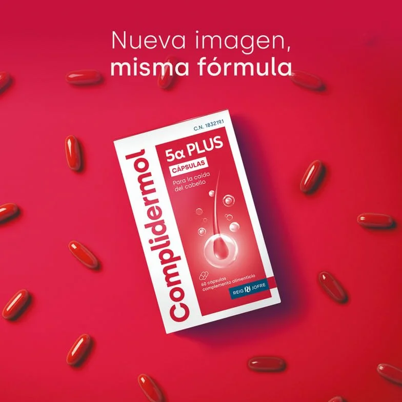 Complidermol® 5 Alfa PLUS Cápsulas | Fórmula pionera con Alphablok™ | Ayuda a prevenir la caída capilar | 60 cápsulas