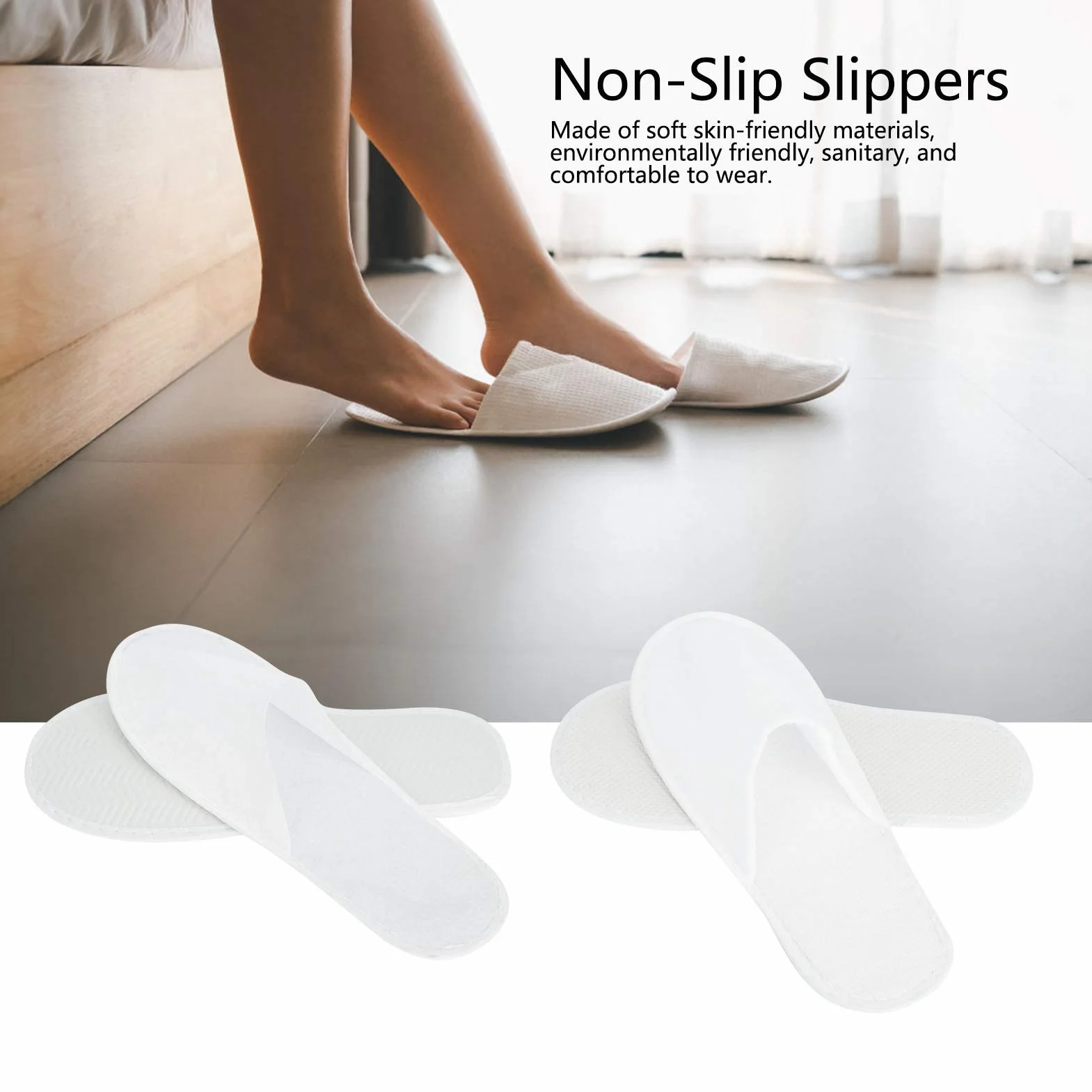 50 Pares de Pantuflas Desechables Antideslizantes Unisex Portátiles para Invitados de Casa, Hotel, SPA, Fiesta (M)