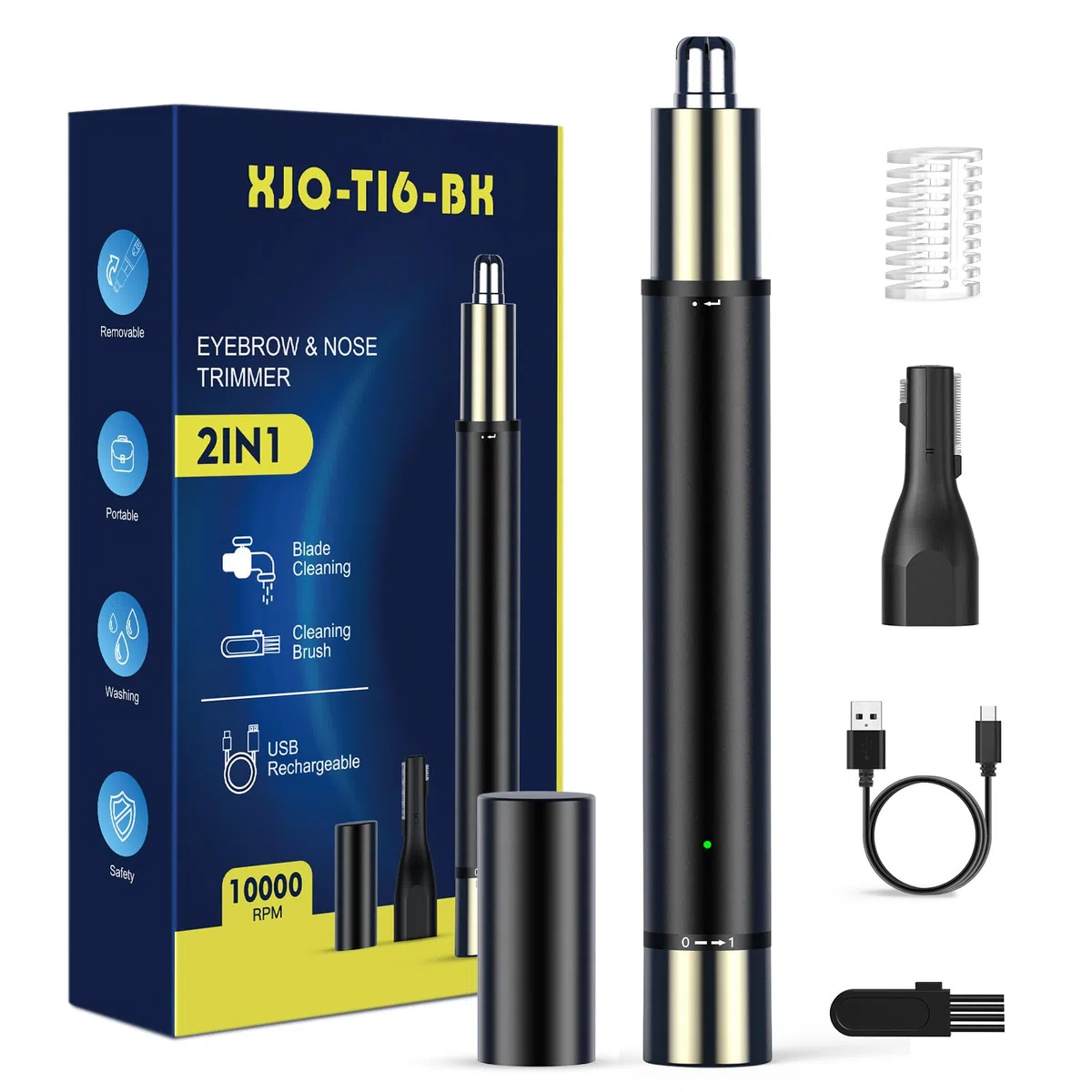 Recortadora de pelo de nariz para hombre, 2 en 1, profesional, sin dolor, recargable por USB, fácil de limpiar
