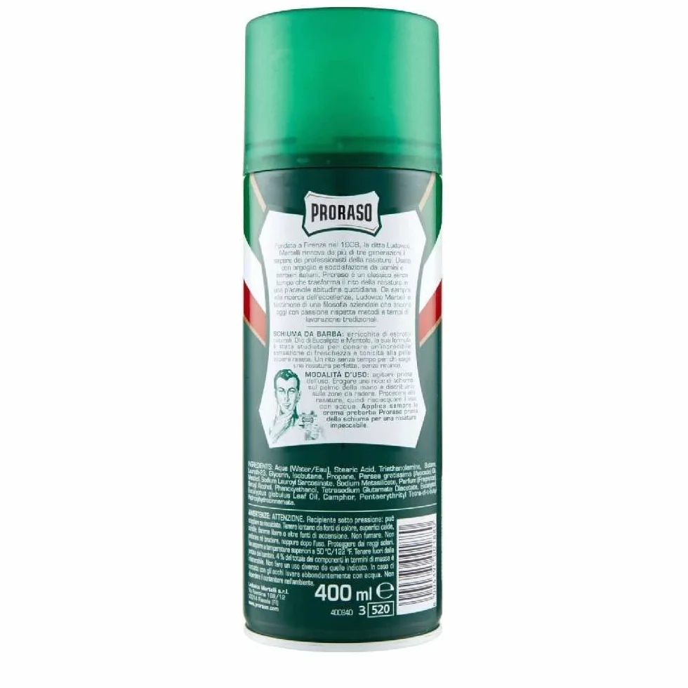 12 x PRORASO Shaving Foam Cream - Jabón de espuma de afeitar