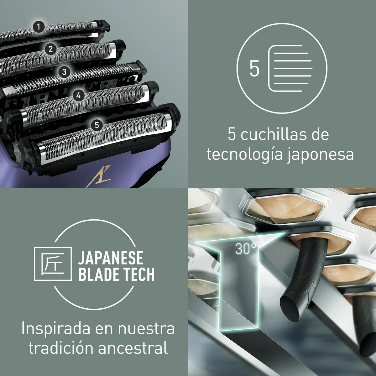 Panasonic Series 800 ES-LV67 Afeitadora premium (Motor ultrarrápido, 5 hojas precisión nanométrica, cabezal multiflexible con 16 direcciones, funda de viaje, lavable, ion de litio) morado y negro