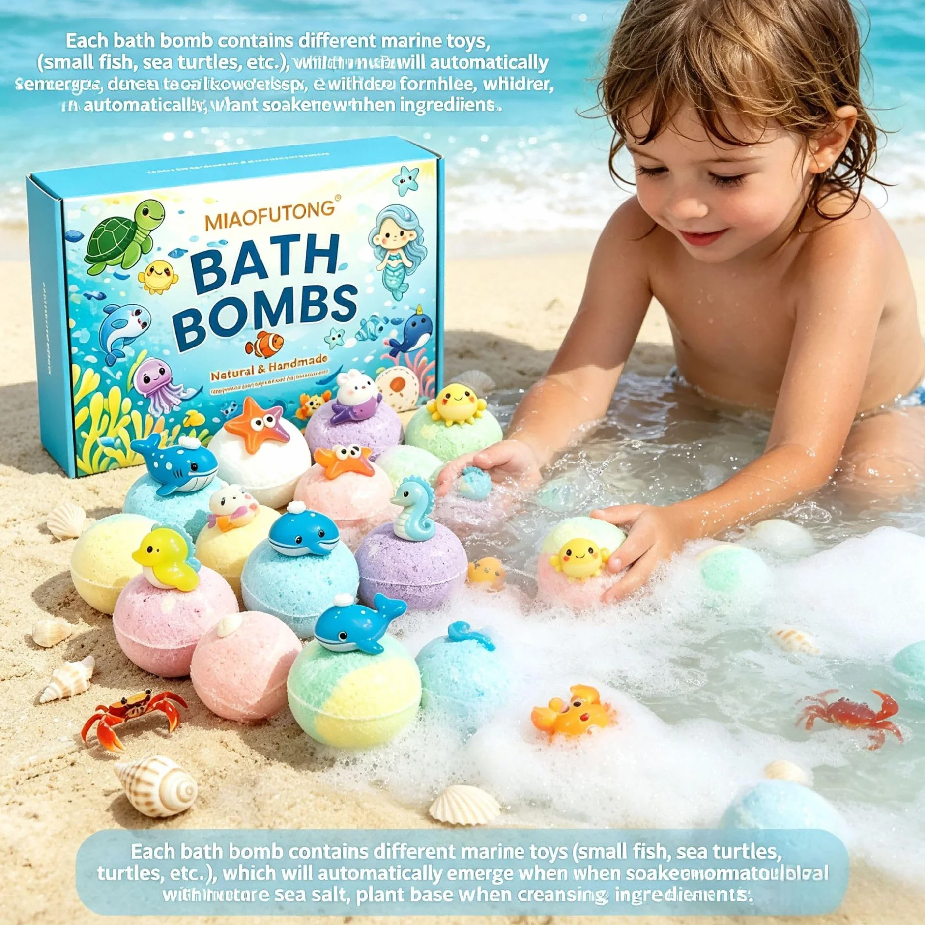PlayFizz - Easter Surprise Bath Bombs WITH TOYS for KIDS 1 Box – 12 Pieces(1 Box – 12 Pieces)