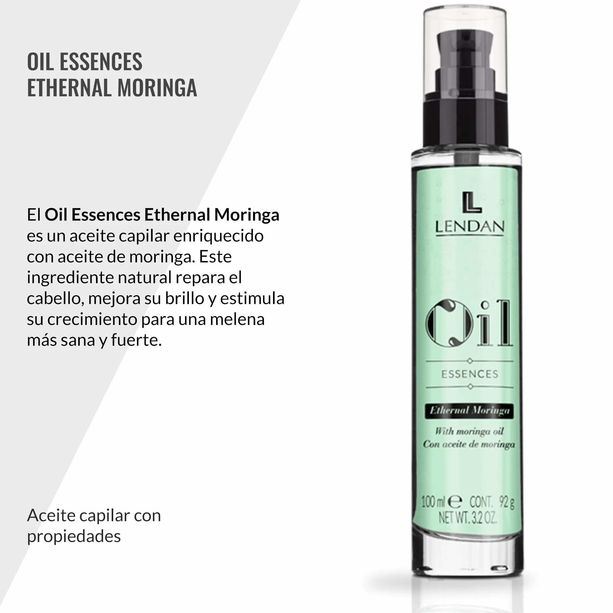LENDAN - Aceite Capilar con Aceite de Moringa - 100 ml - Sérum para el Cabello - Rejuvenecedor Capilar - Hidrata, Nutre y Aporta Fuerza al Cabello