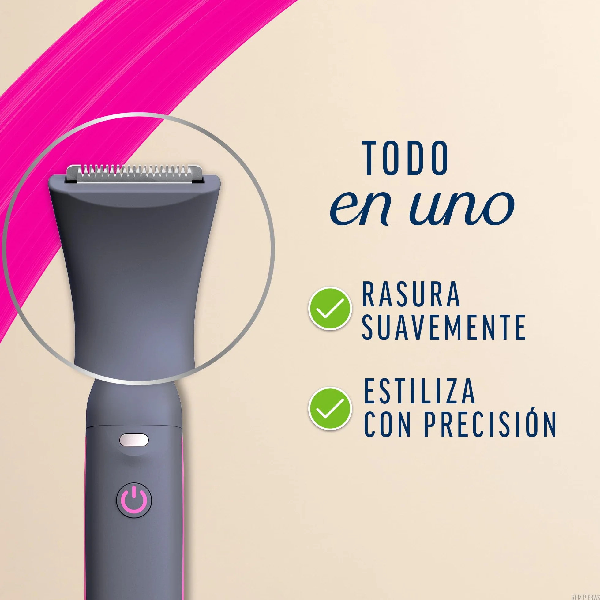 Veet Recortadora Todo en Uno, Bikini y Cuerpo Completo, Cara y Cejas, Rasuradora Mujer Zona Íntima Resistente al Agua, Con 2 Cabezales y 4 Peines para precisión, con Cargador USB