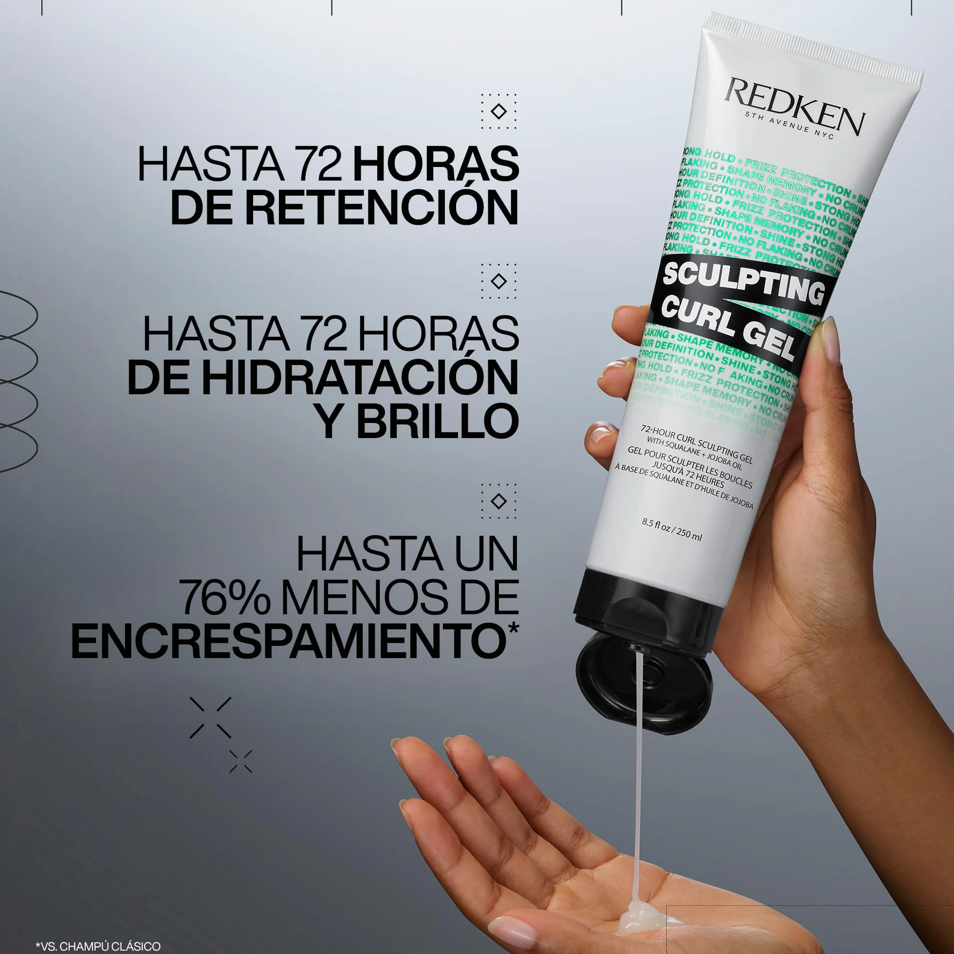 Redken, Gel Fijador de Rizos, Cabello Rizado y Encrespado, Hidrata y Fija los Rizos, Fórmula con Aceite de Jojoba y Escualeno, Hybrid Curl Stylers, 250ml