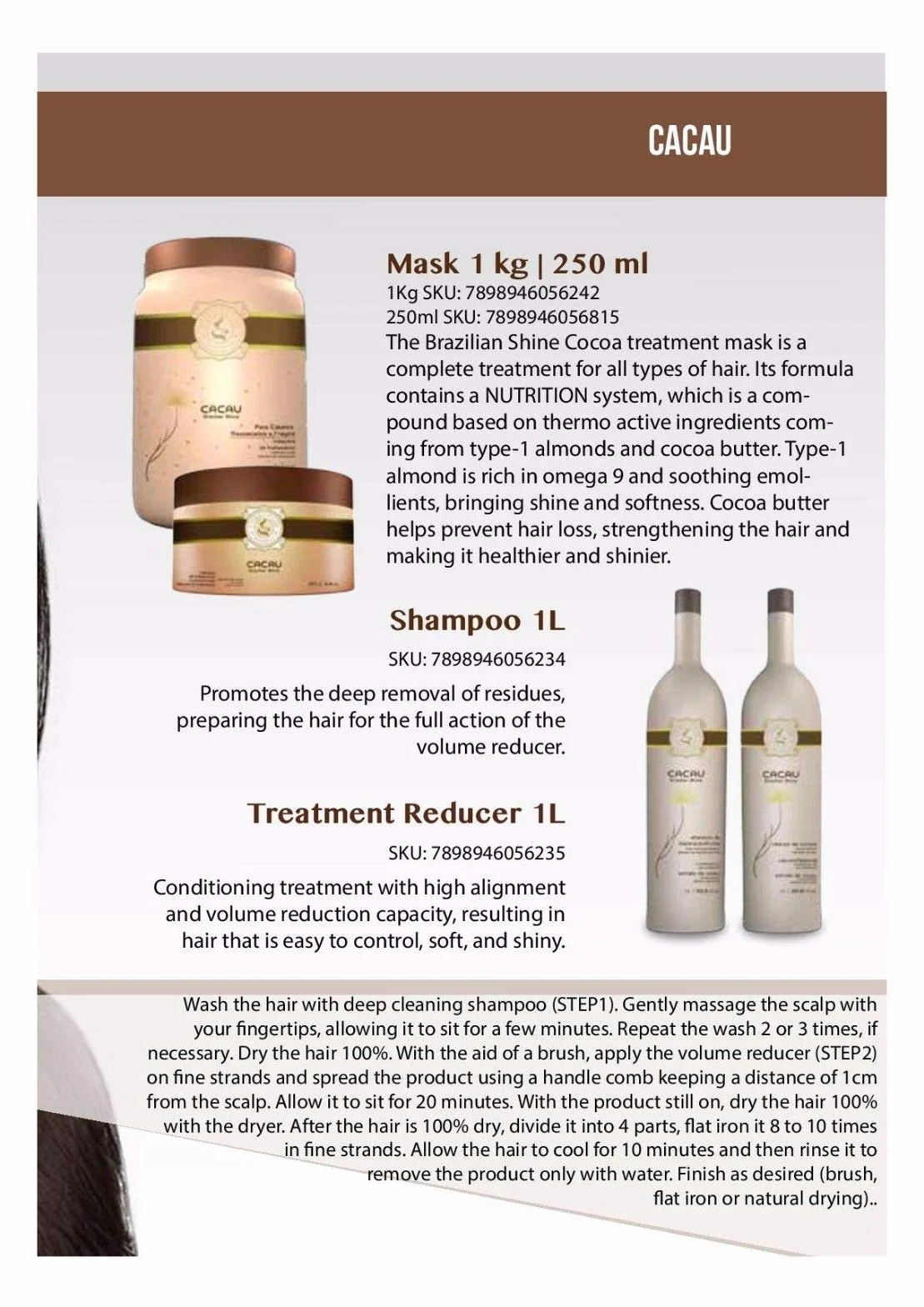 Eternity Liss Kit de cuidado del cabello Cacau brillo brasileño (2 x 1 litro)